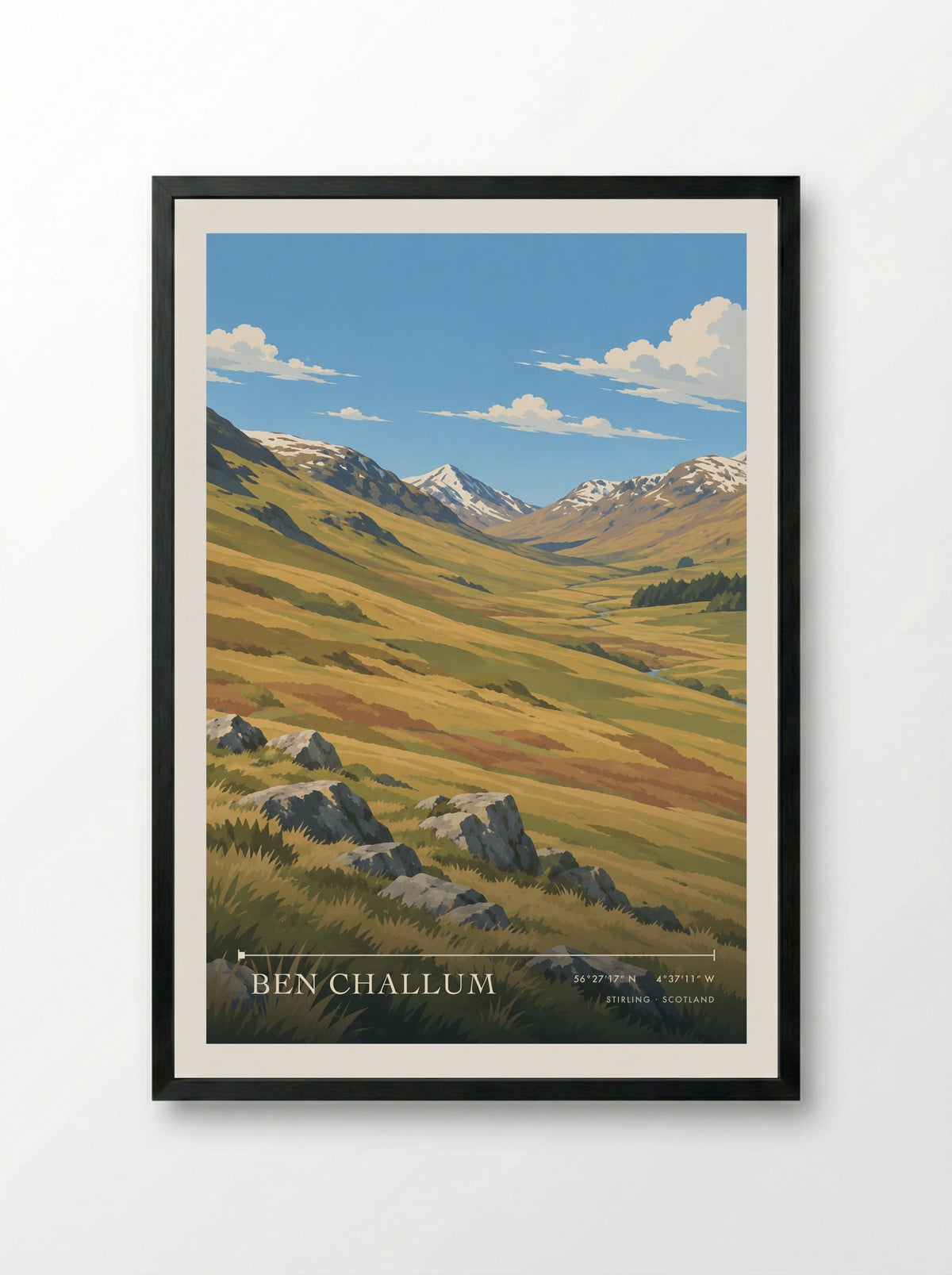 Ben Challum, Stirling | Travel Poster - Framed Print Black