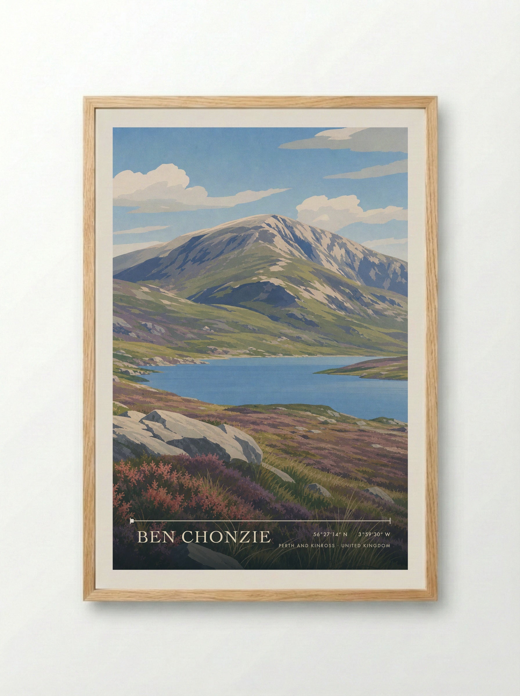 Ben Chonzie Perth and Kinross United Kingdom Travel Poster - Framed Print Wood