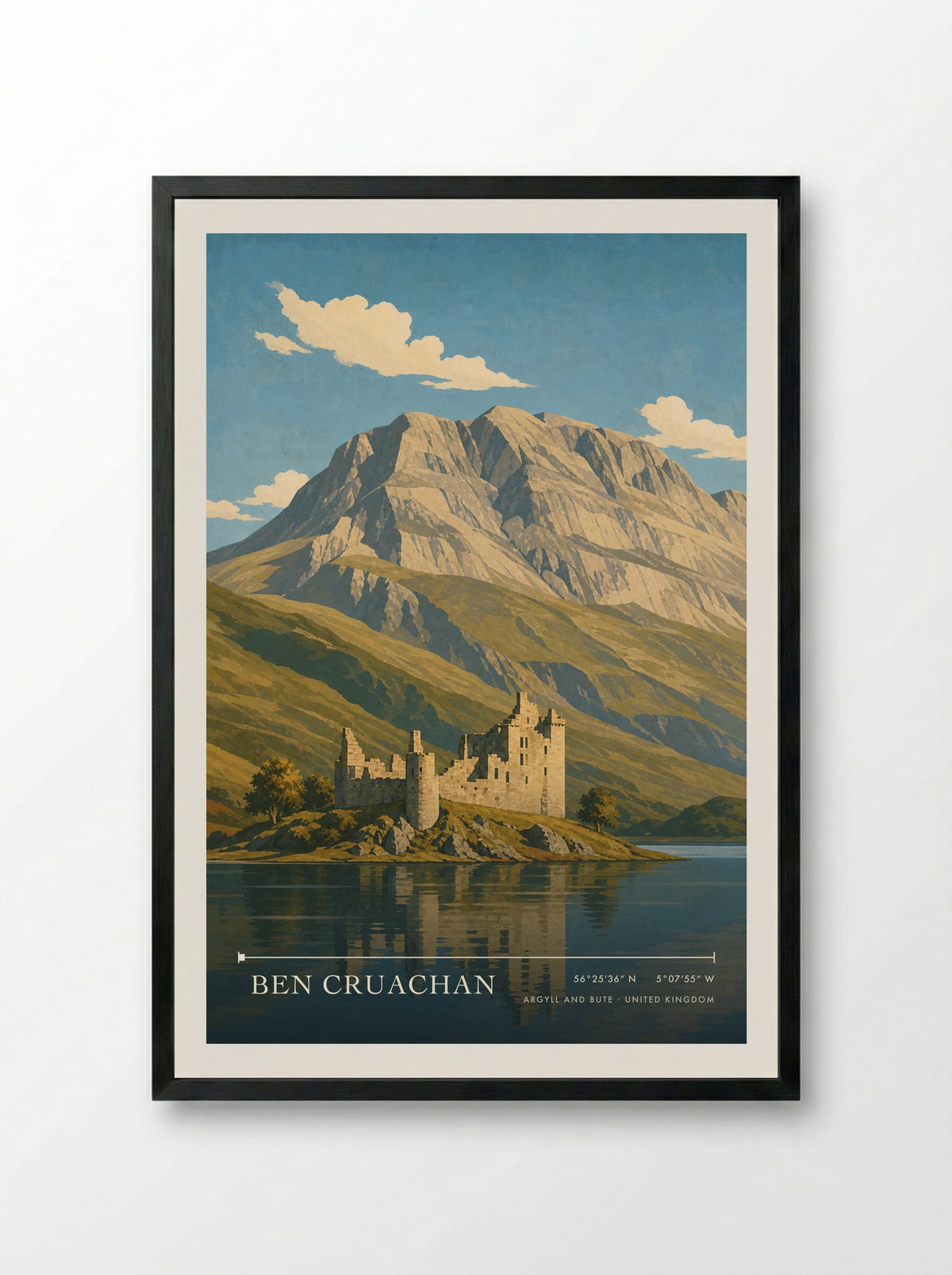 Ben Cruachan Argyll and Bute United Kingdom Travel Poster - Framed Print Black