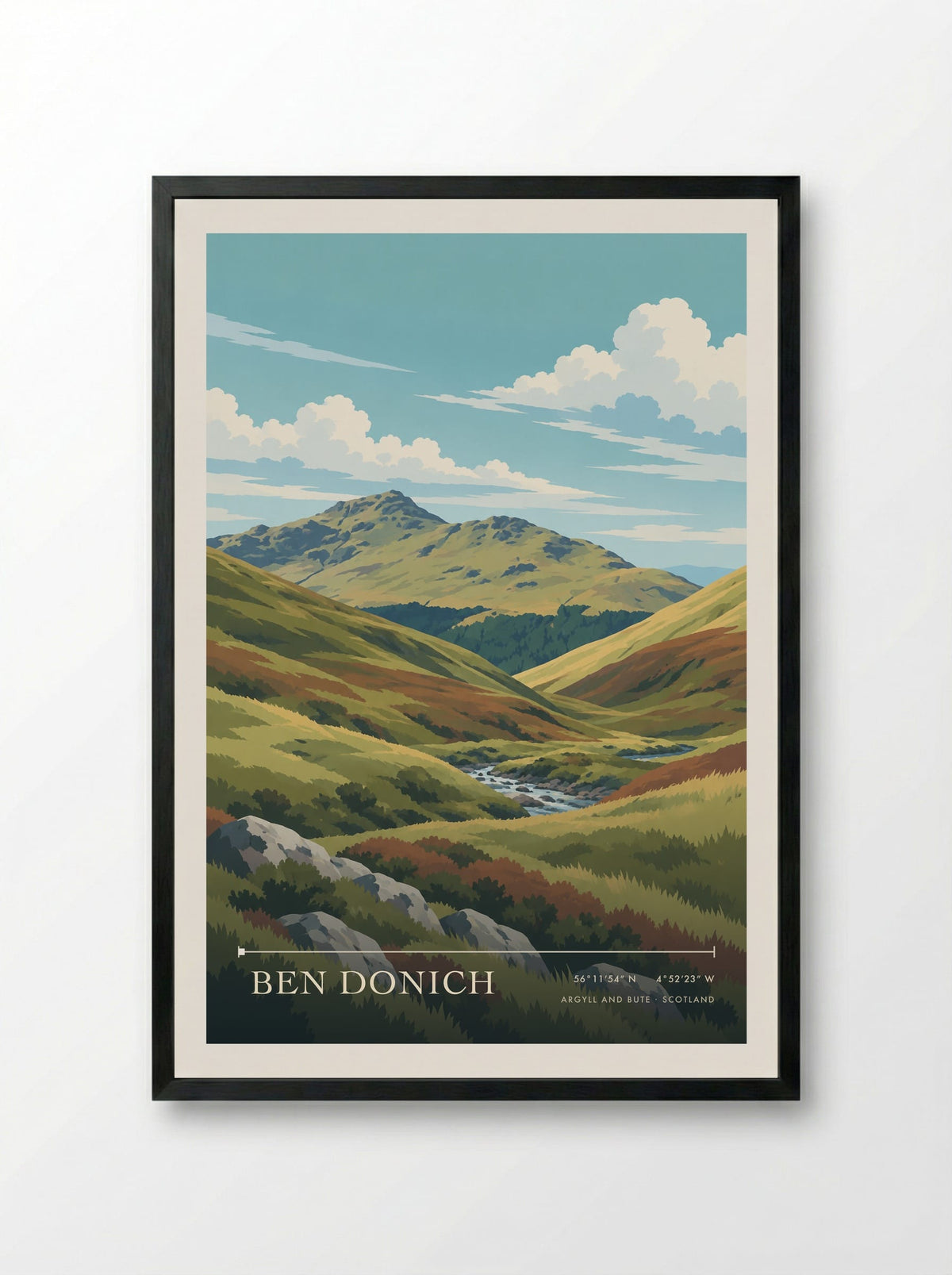 Ben Donich, Argyll and Bute | Travel Poster - Framed Print Black