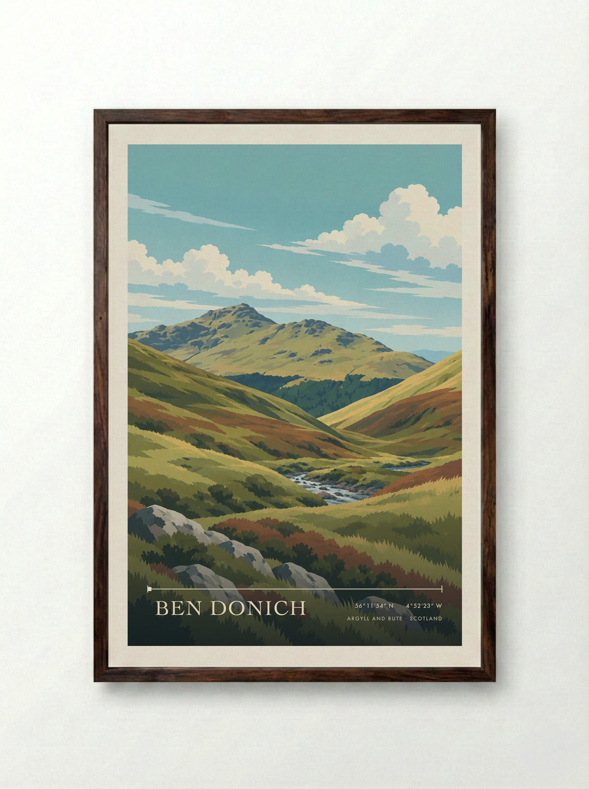Ben Donich, Argyll and Bute | Travel Poster - Framed Print Dark Wood
