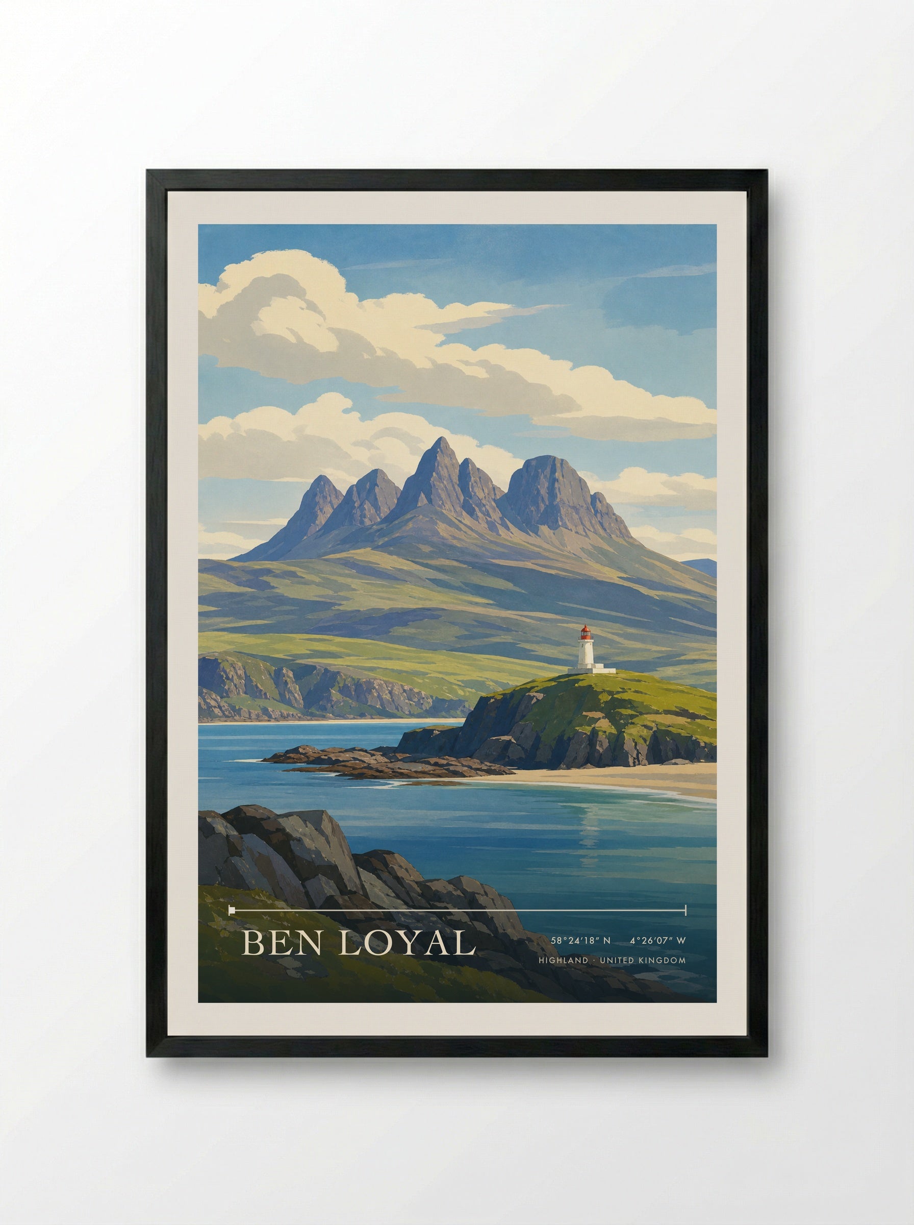 Ben Loyal Highland United Kingdom Travel Poster - Framed Print Black