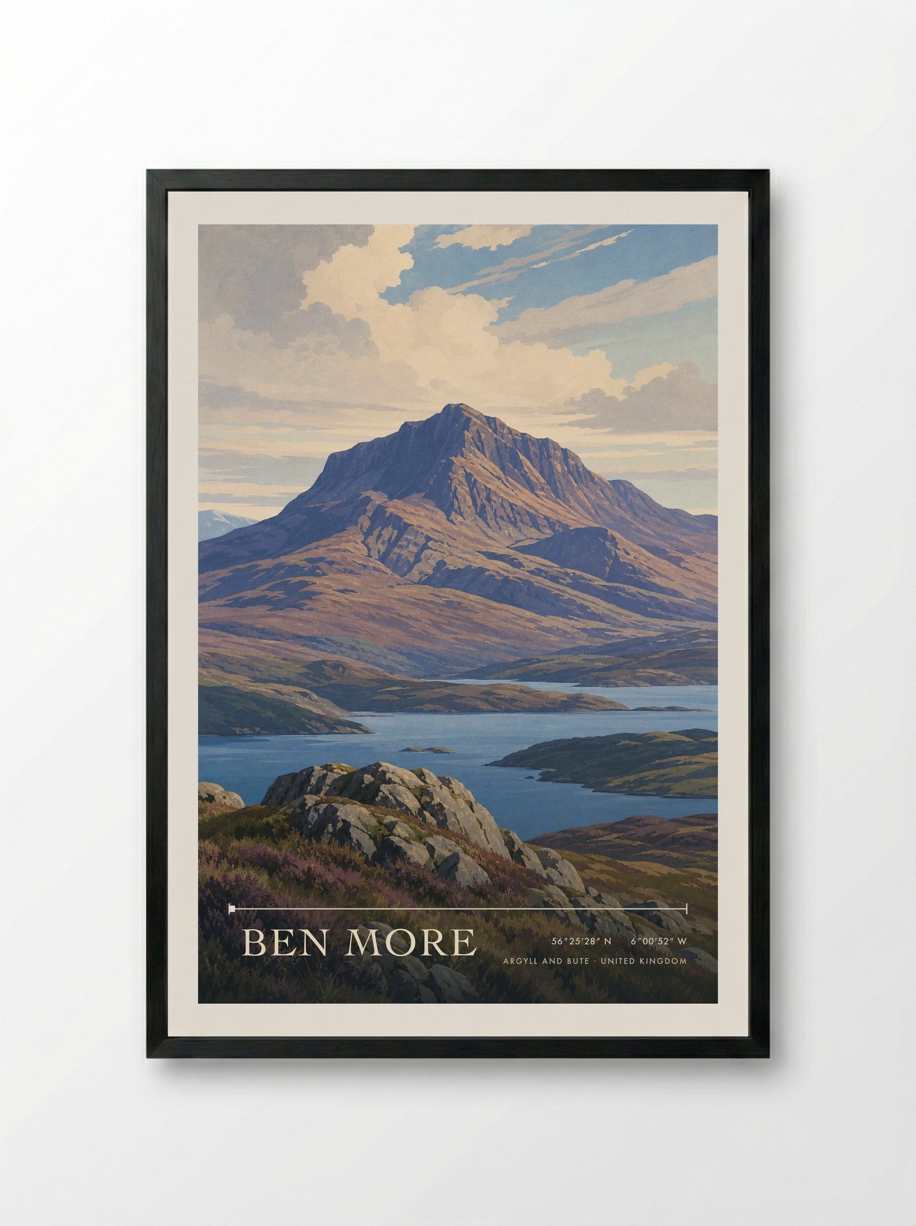 Ben More Argyll and Bute United Kingdom Travel Poster - Framed Print Black