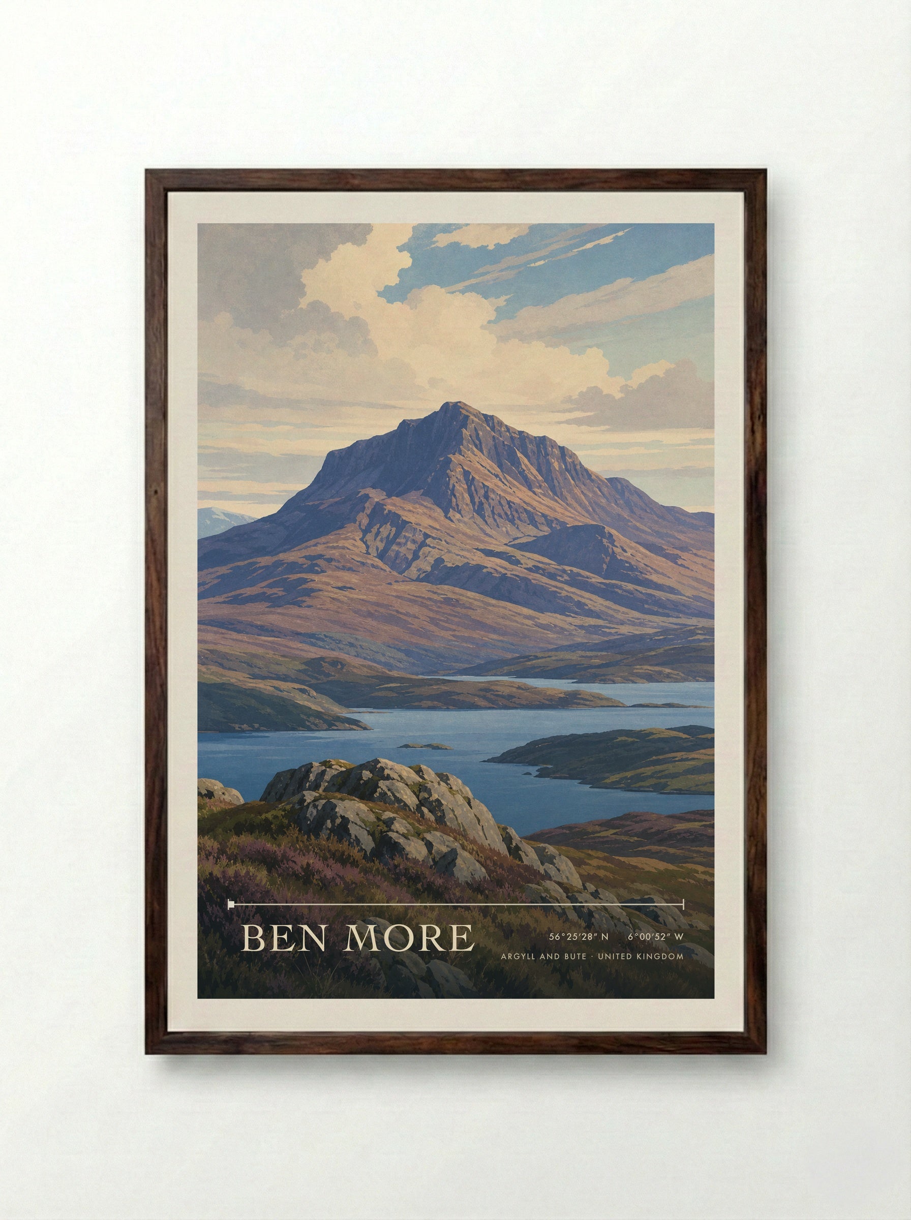Ben More Argyll and Bute United Kingdom Travel Poster - Framed Print Dark Wood