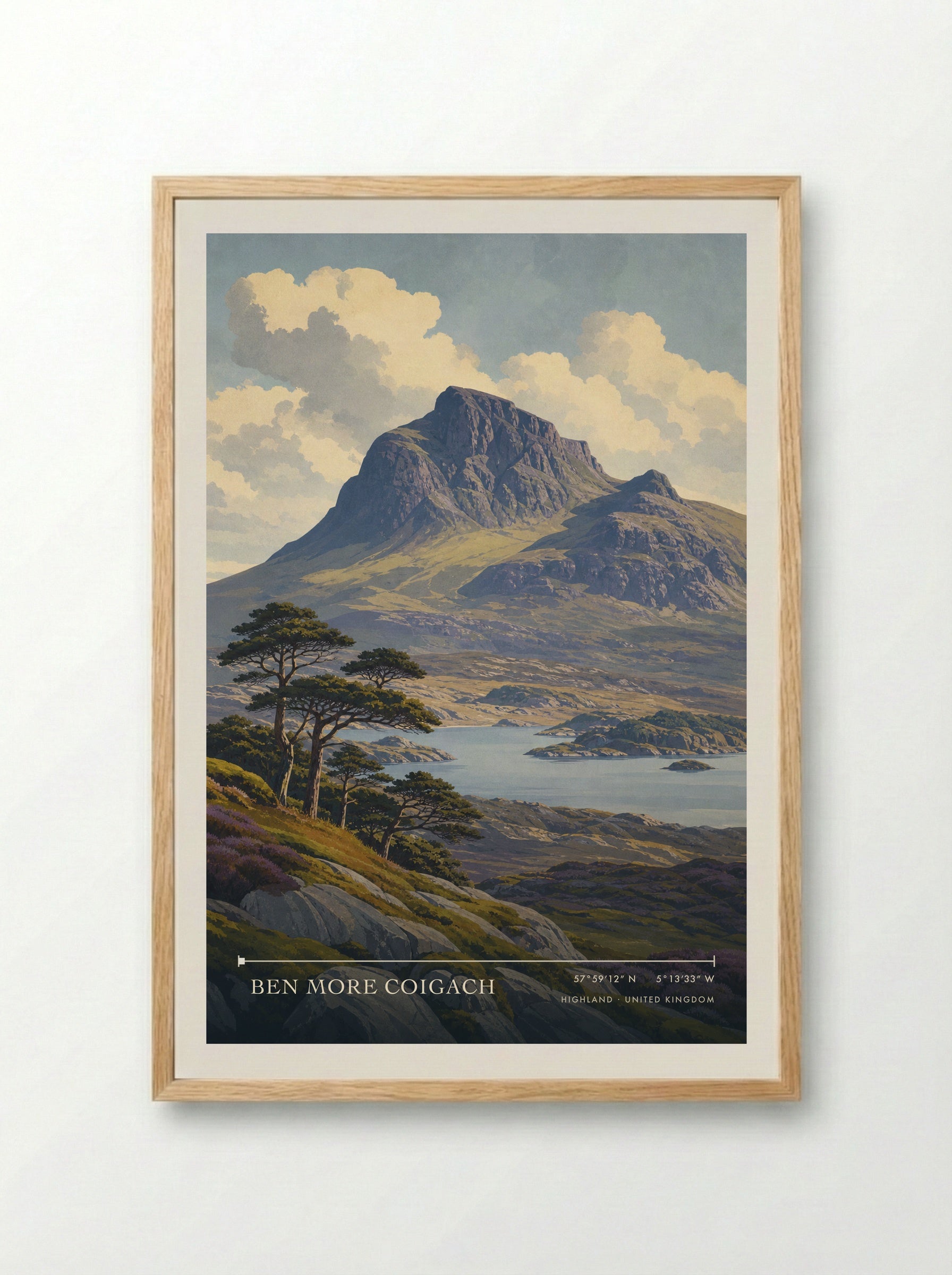 Ben More Coigach Highland United Kingdom Travel Poster - Framed Print Wood