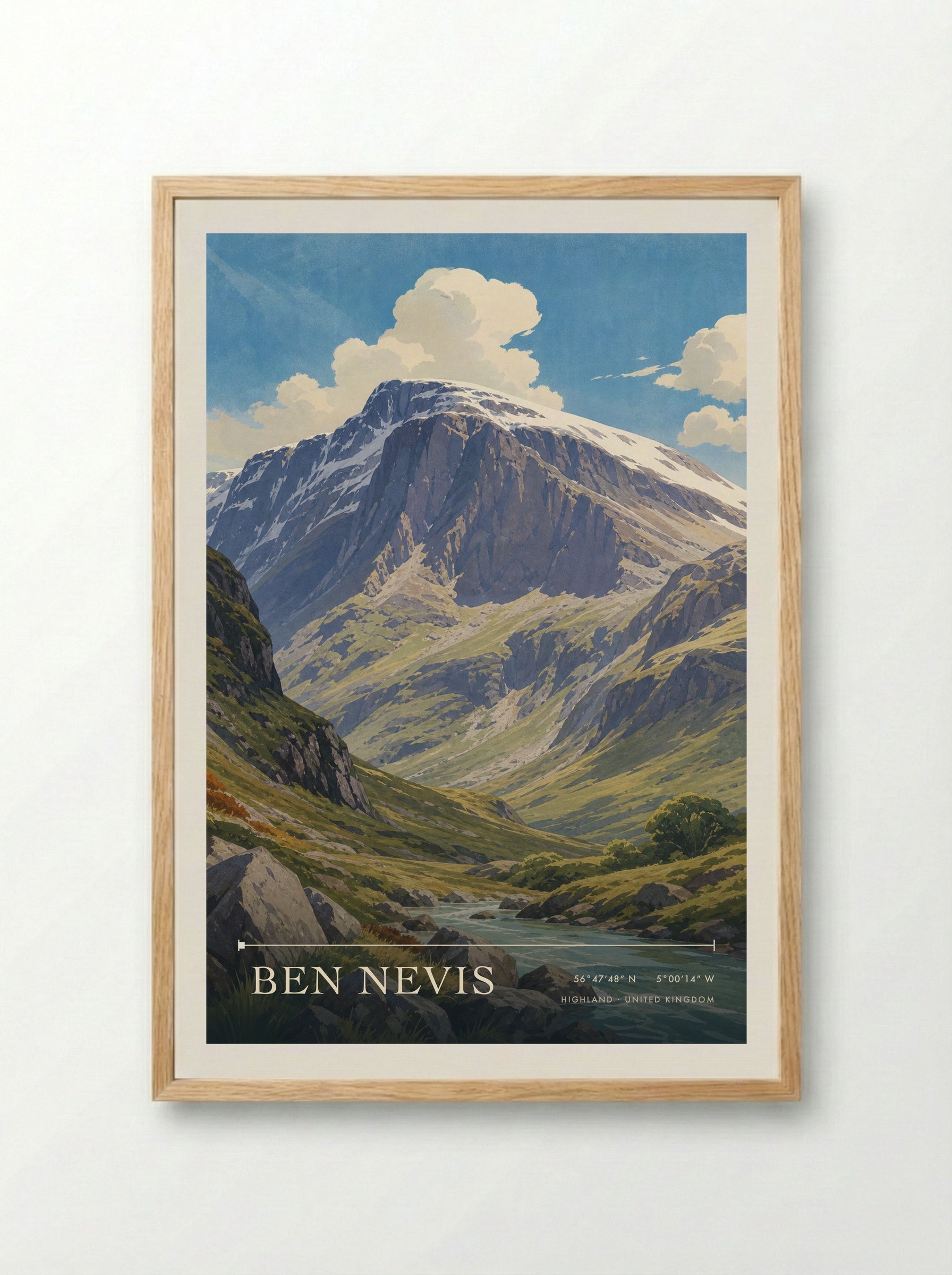 Ben Nevis Highland United Kingdom Travel Poster - Framed Print Wood