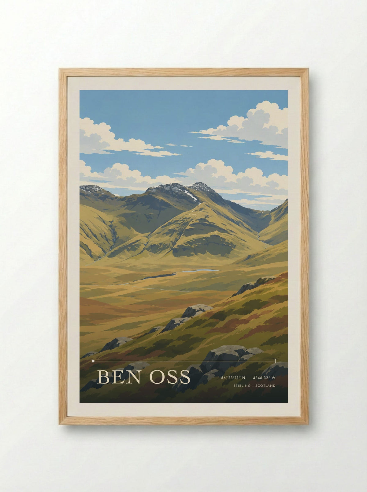 Ben Oss, Stirling | Travel Poster - Framed Print Wood