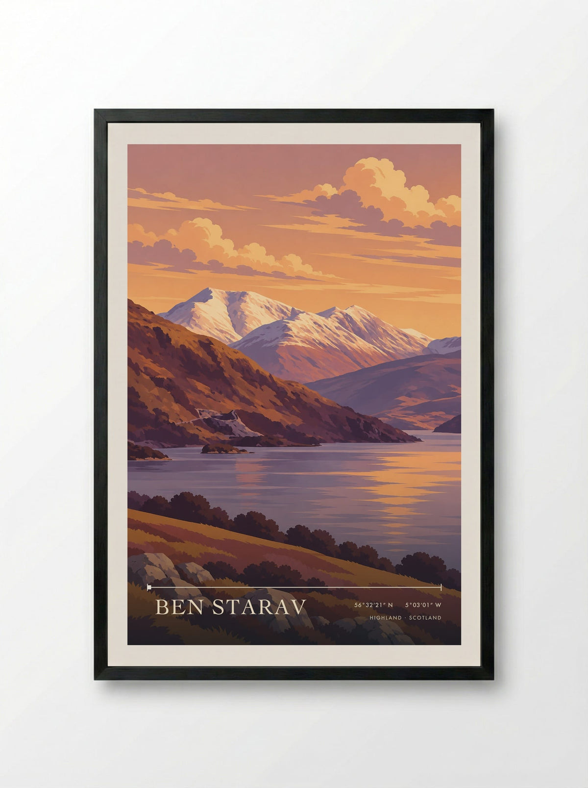 Ben Starav, Highland | Travel Poster - Framed Print Black