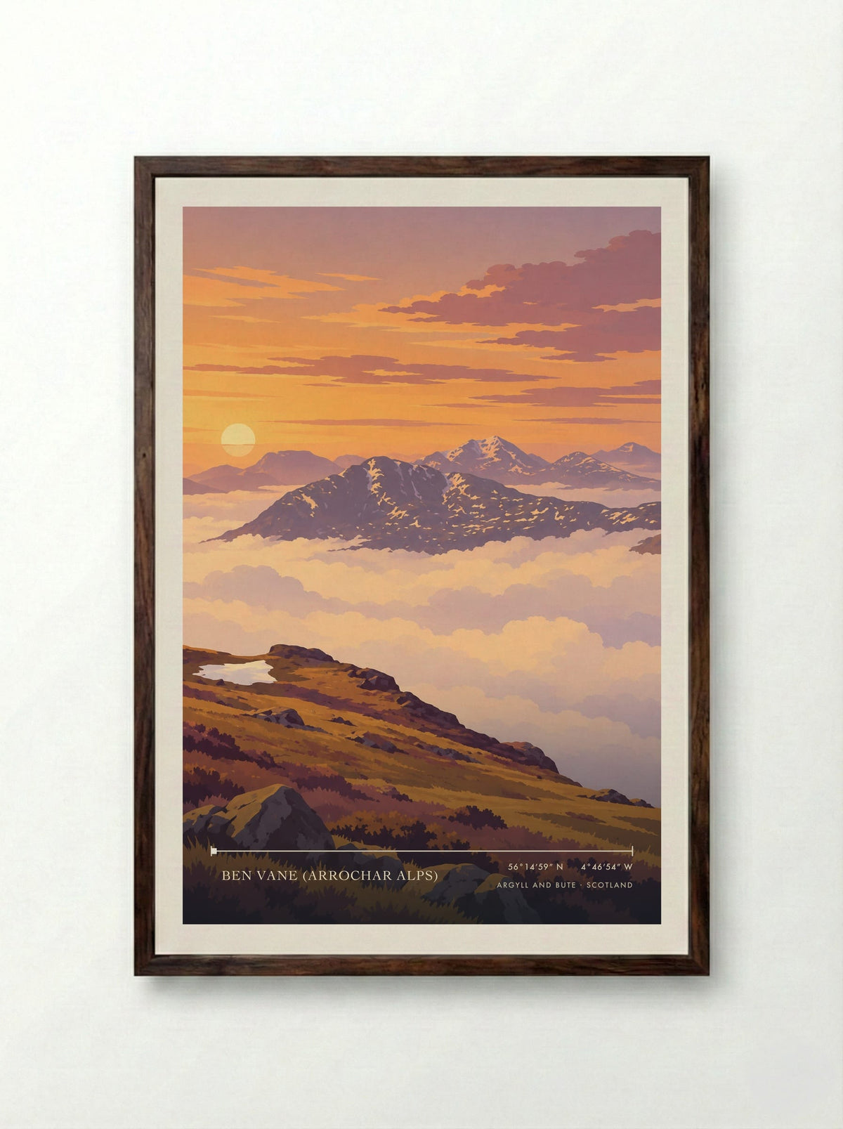 Ben Vane (Arrochar Alps), Argyll and Bute | Travel Poster - Framed Print Dark Wood
