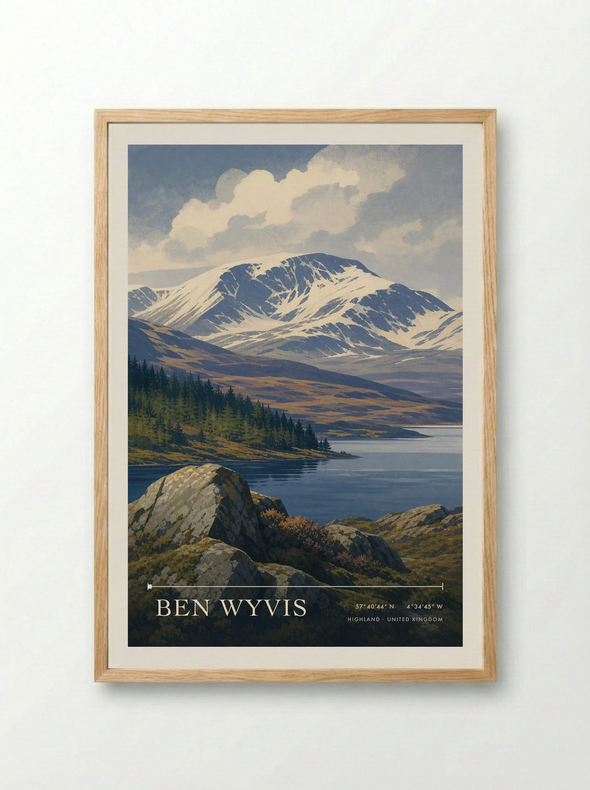 Ben Wyvis Highland United Kingdom Travel Poster - Framed Print Wood