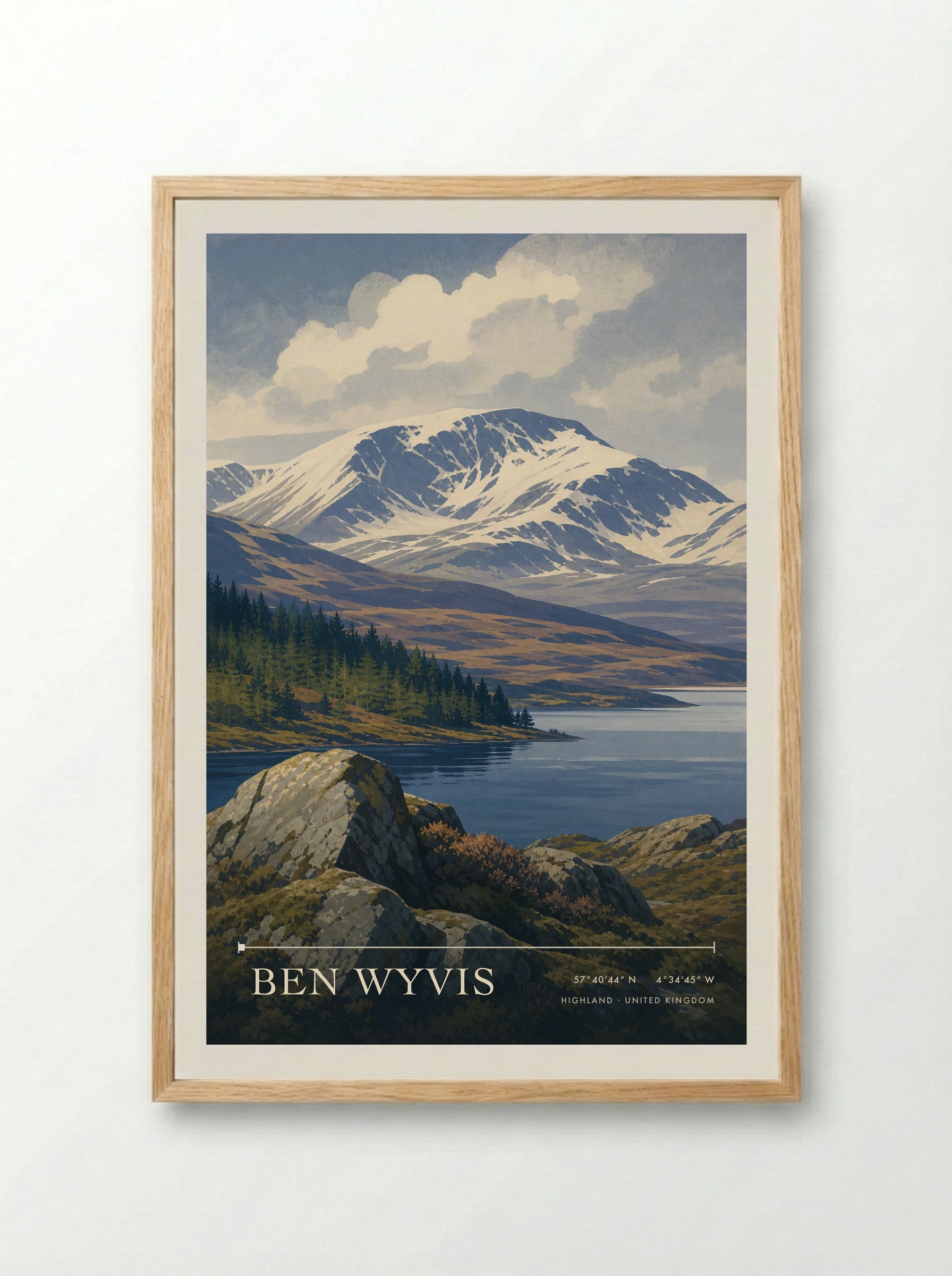Ben Wyvis Highland United Kingdom Travel Poster - Framed Print Wood
