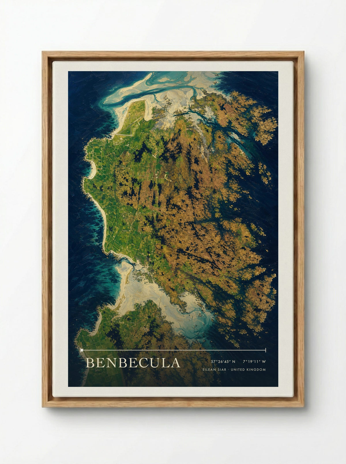 Benbecula Eilean Siar United Kingdom Travel Poster - Framed Canvas Wood