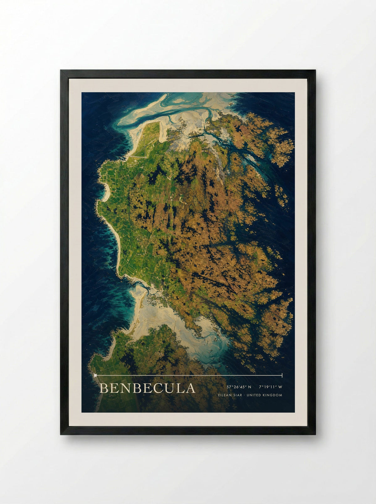 Benbecula Eilean Siar United Kingdom Travel Poster - Framed Print Black