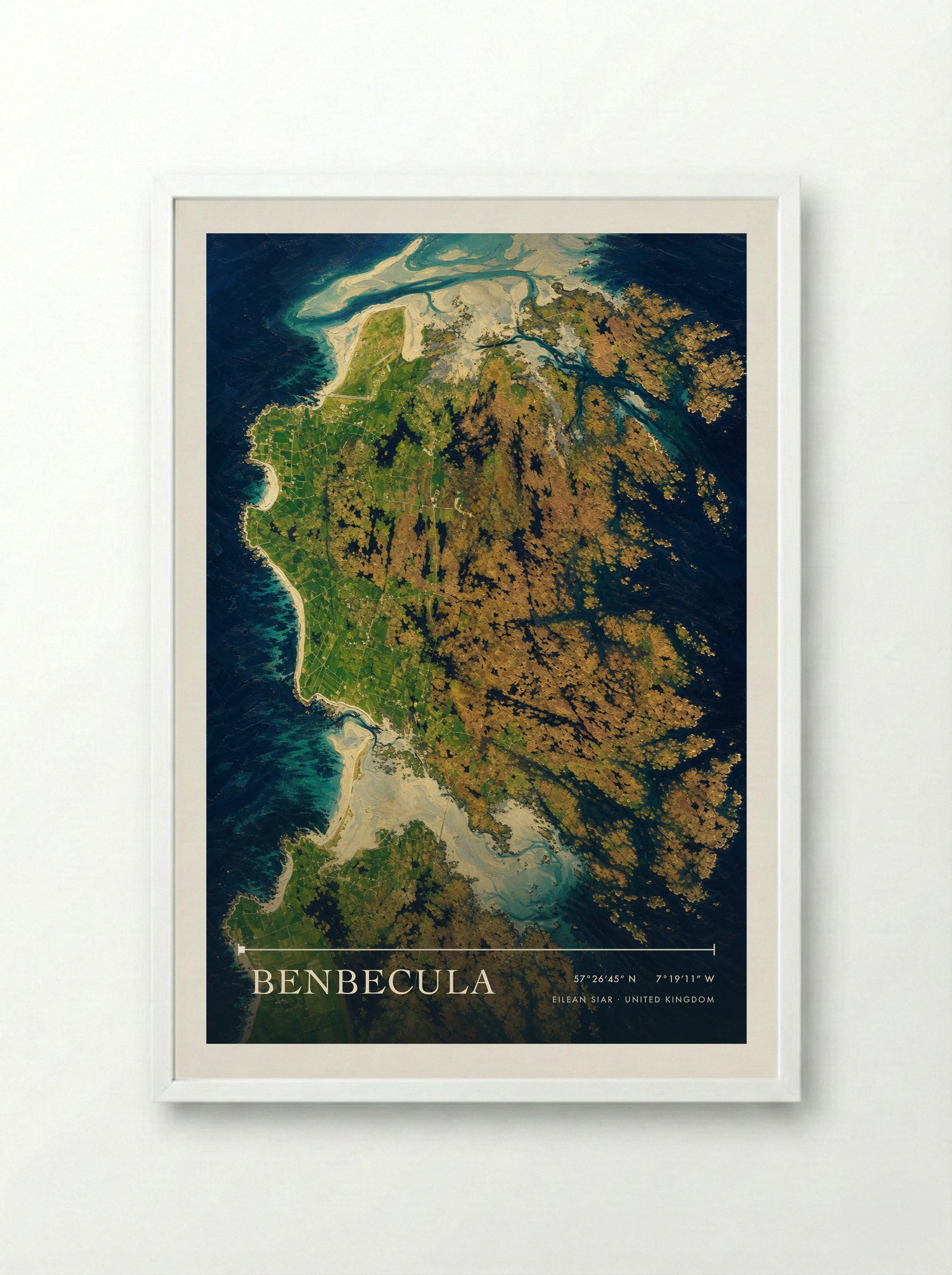 Benbecula Eilean Siar United Kingdom Travel Poster - Framed Print White