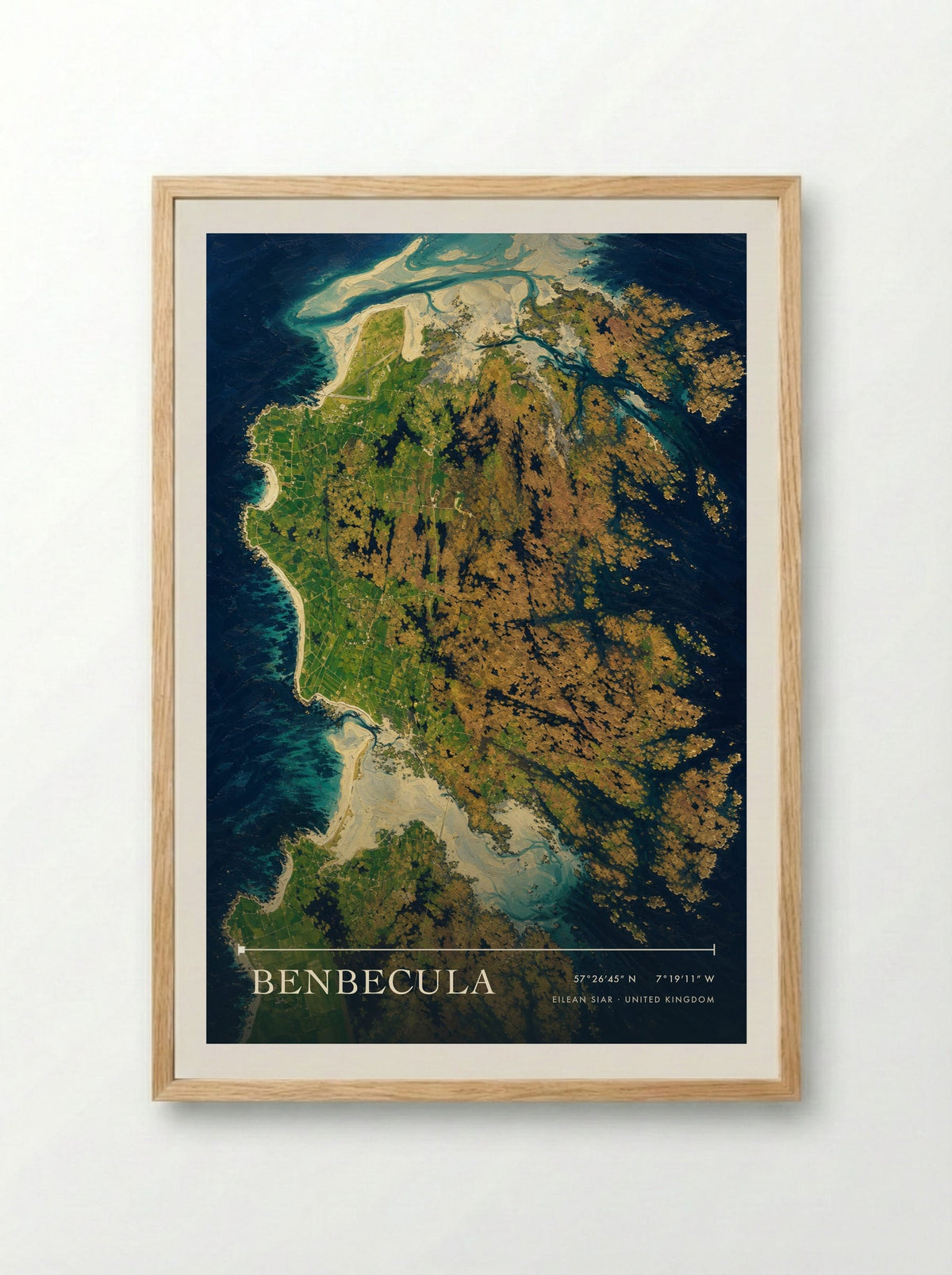 Benbecula Eilean Siar United Kingdom Travel Poster - Framed Print Wood