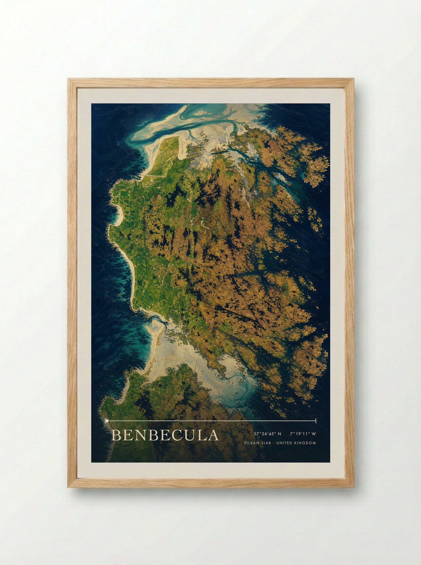 Benbecula Eilean Siar United Kingdom Travel Poster - Framed Print Wood