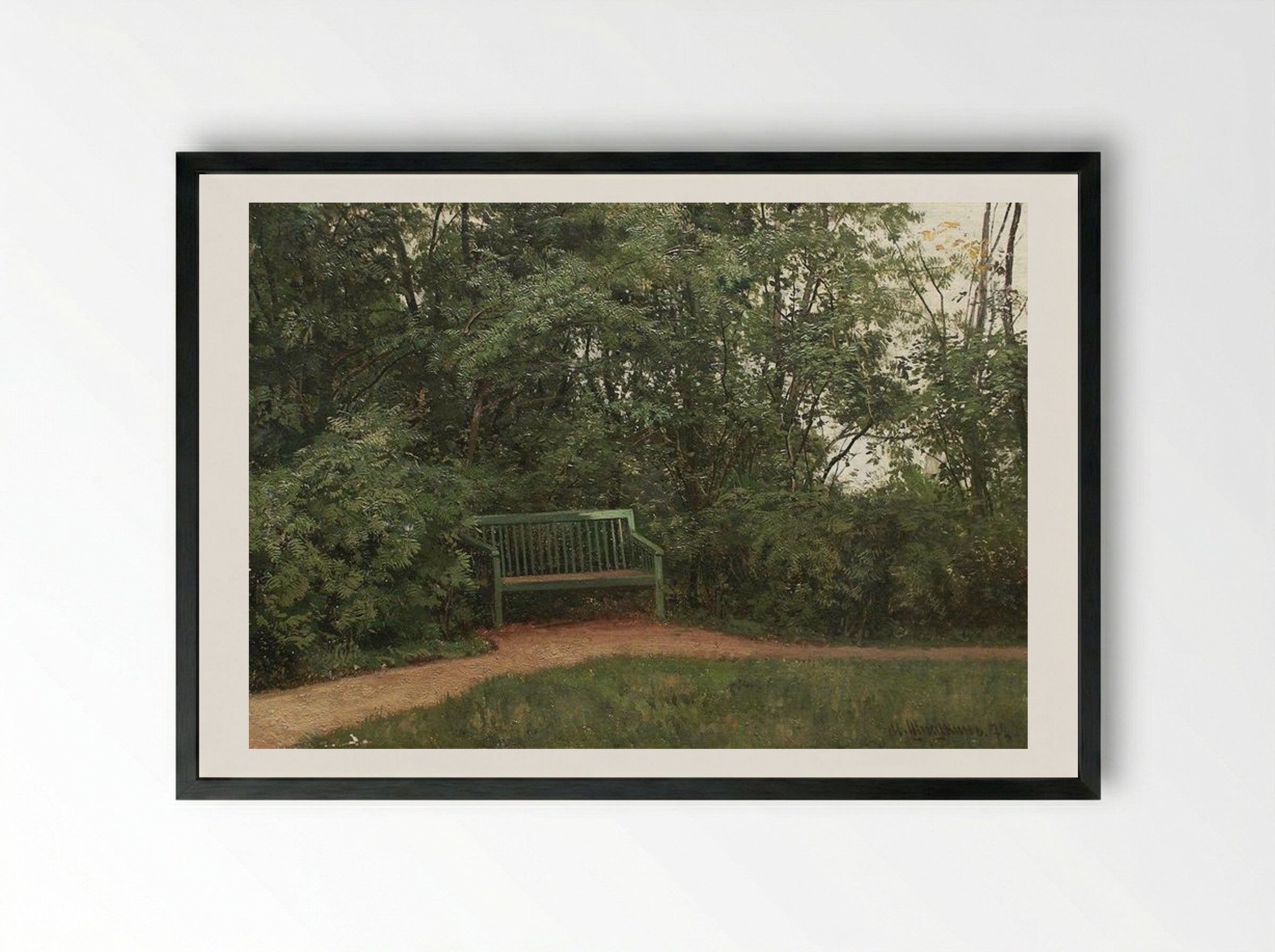 Bench in the Park - Ivan Shishkin - Framed Print Black