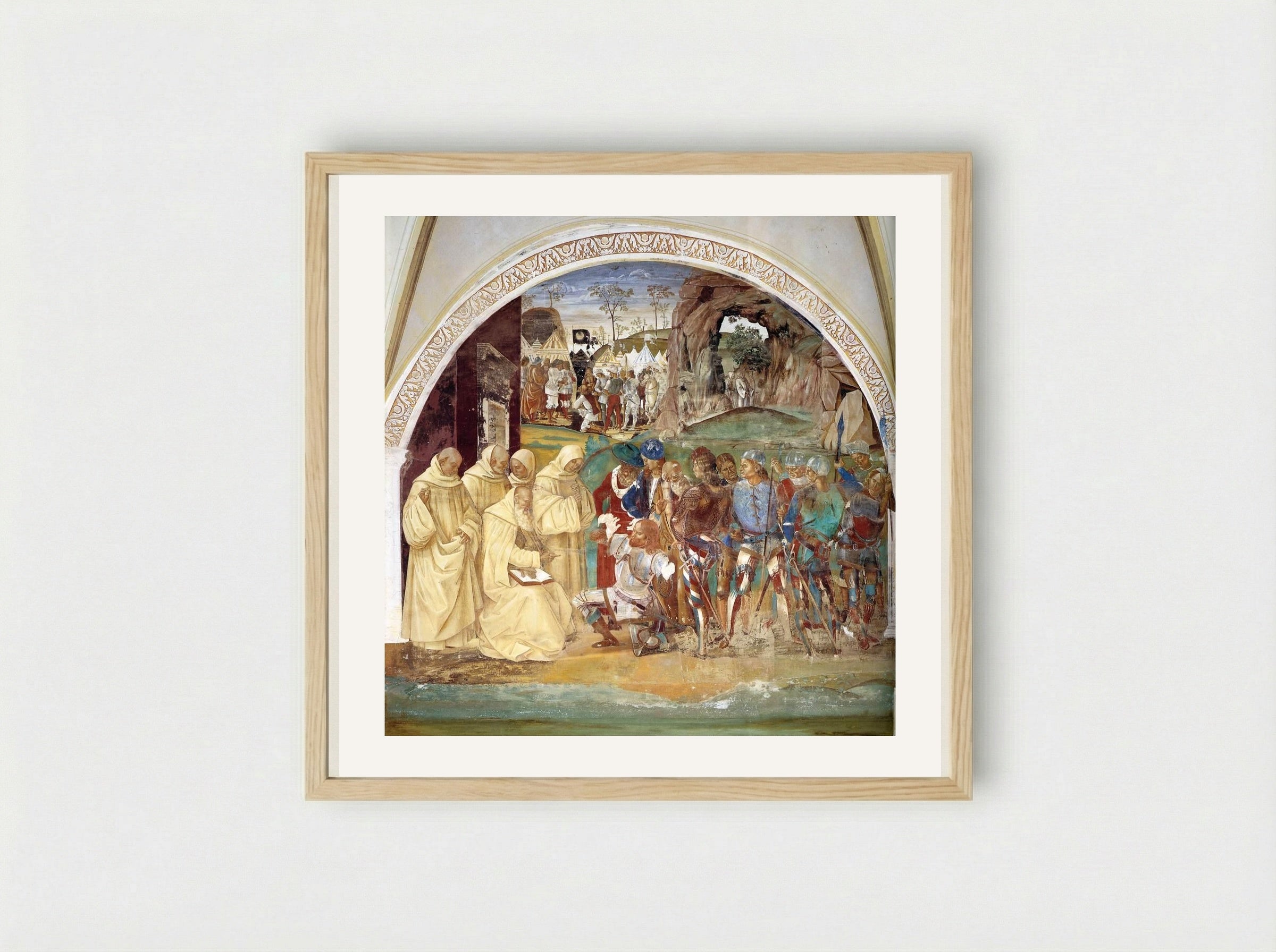 Benedict Discovers Totila's Deceit - Luca Signorelli - Framed Print Wood