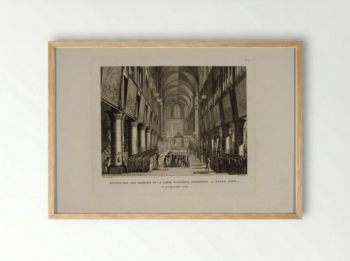 Benediction of the Flags of the National Guard of Paris in Notre Dame on September 27, 1789 - Pierre Gabriel Berthault - Framed Print Wood