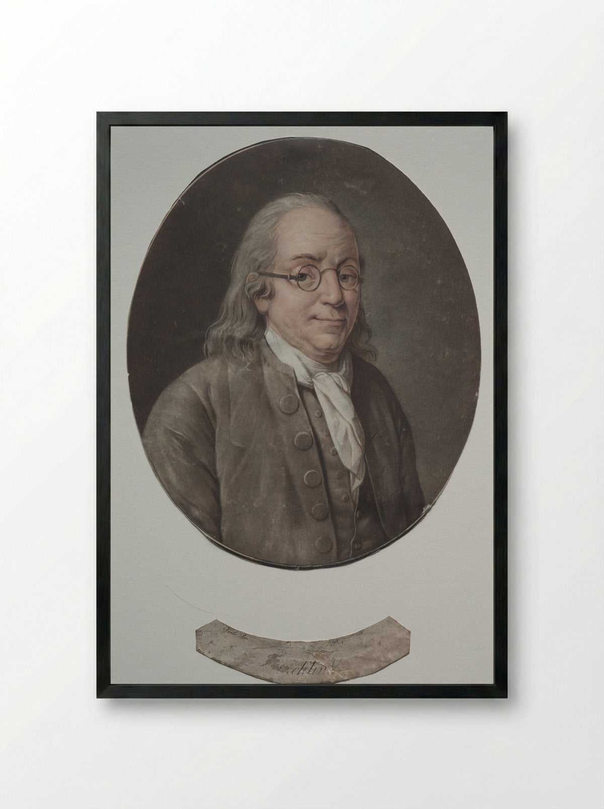Benjamin Franklin - Pierre Michel Alix - Framed Print Black