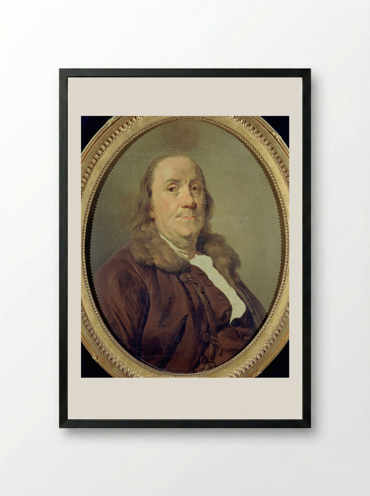 Benjamin Franklin - Joseph Siffred Duplessis - Framed Print Black