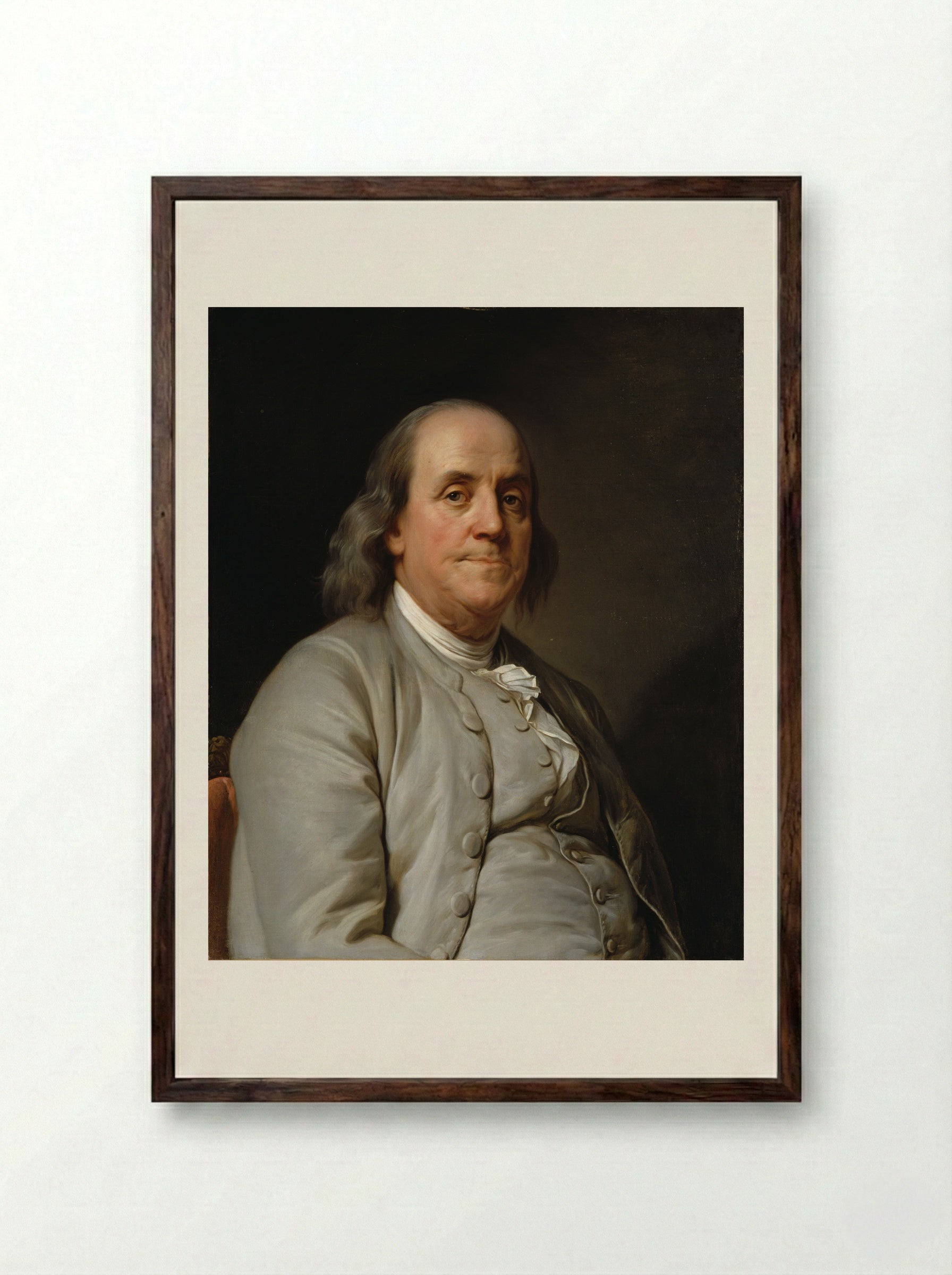 Benjamin Franklin - Joseph Siffred Duplessis - Framed Print Dark Wood
