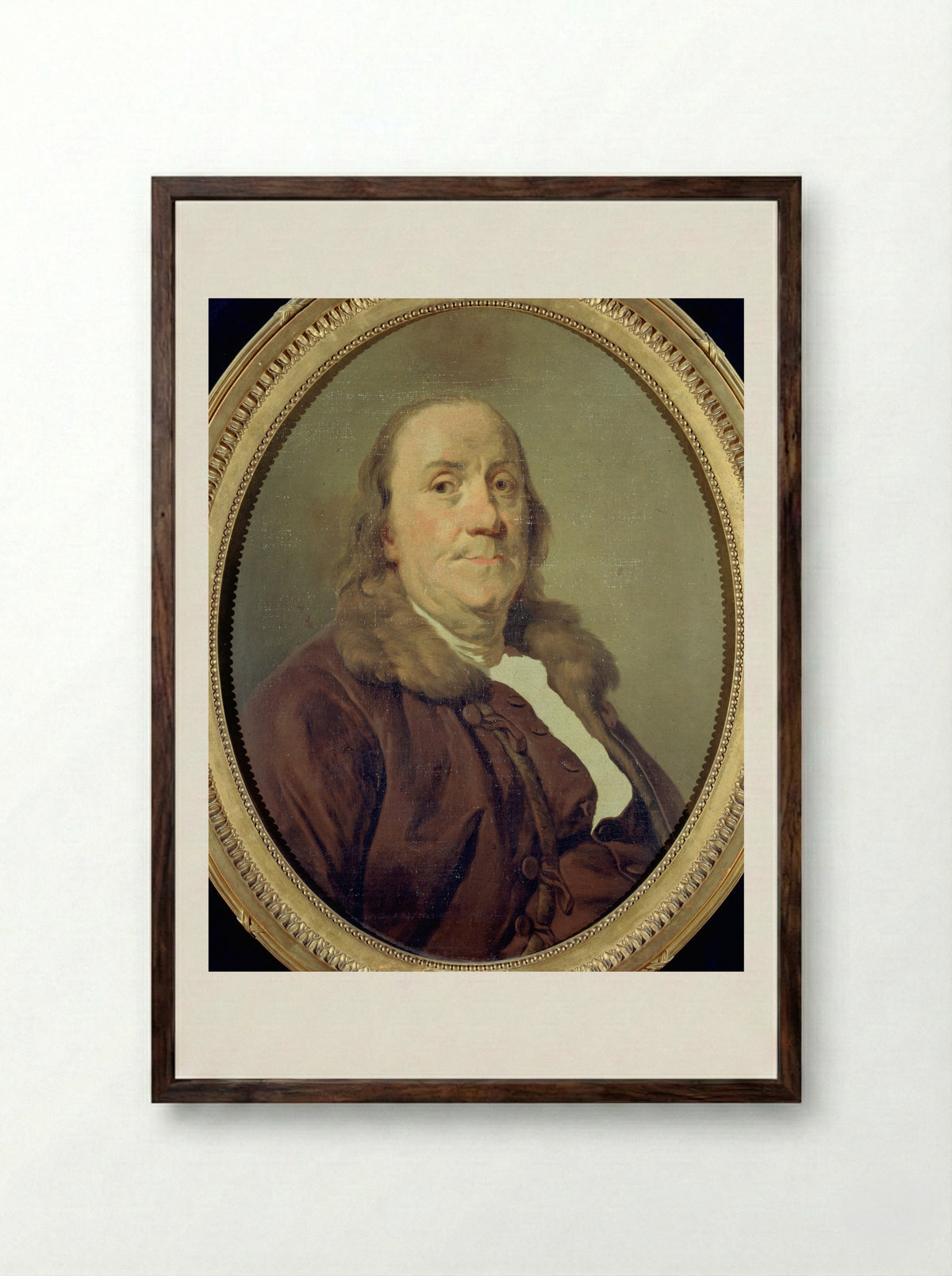 Benjamin Franklin - Joseph Siffred Duplessis - Framed Print Dark Wood