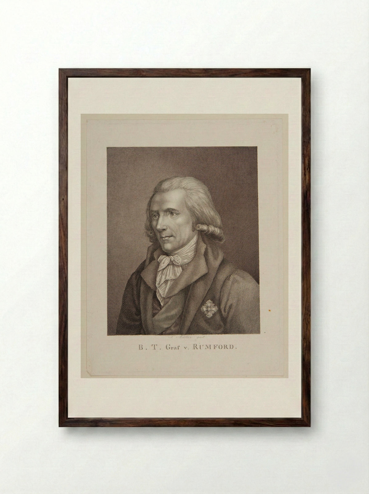 Benjamin Thompson, Count Rumford - Johann Friedrich Wilhelm Müller - Framed Print Dark Wood