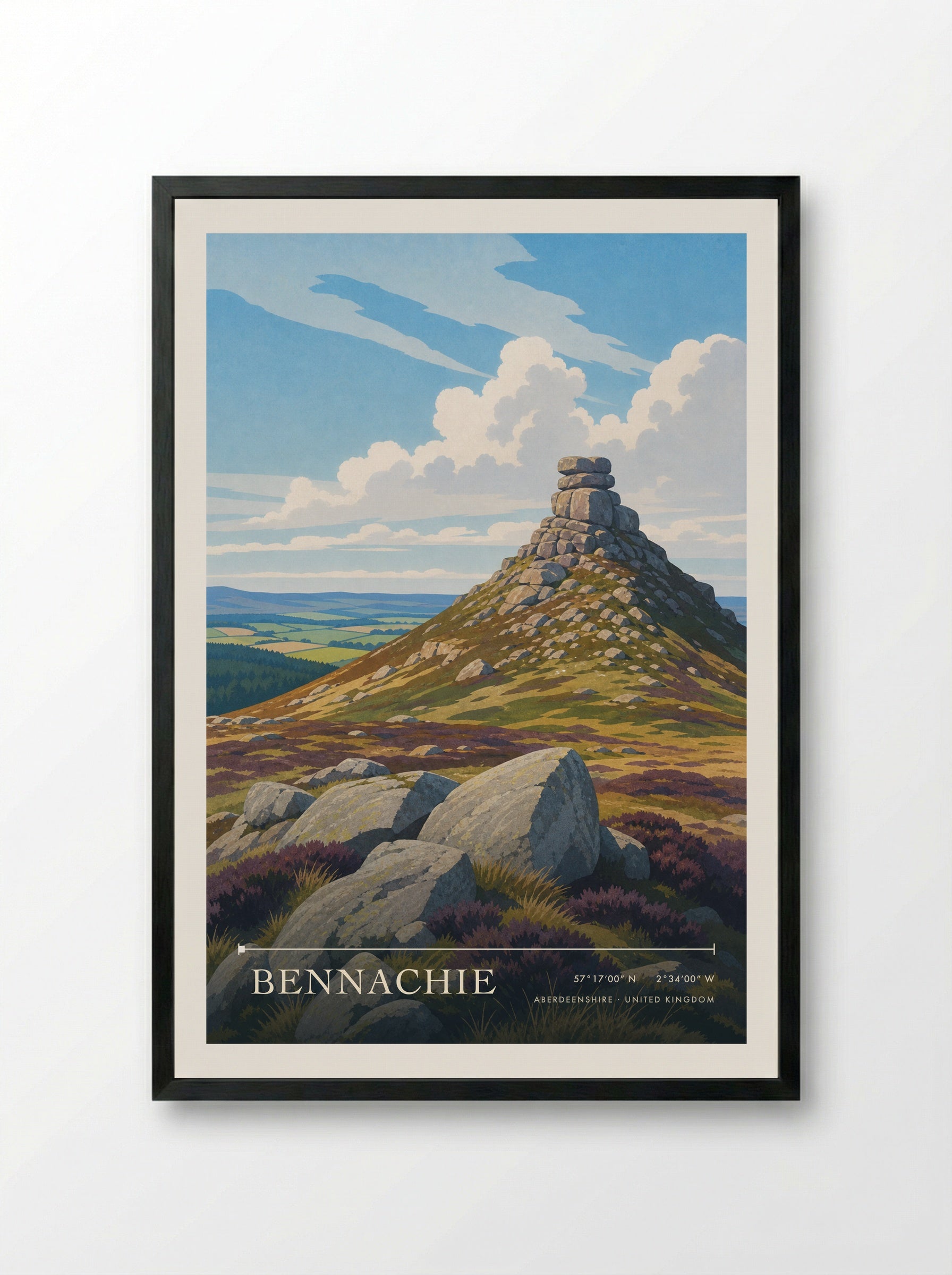 Bennachie Aberdeenshire United Kingdom Travel Poster - Framed Print Black