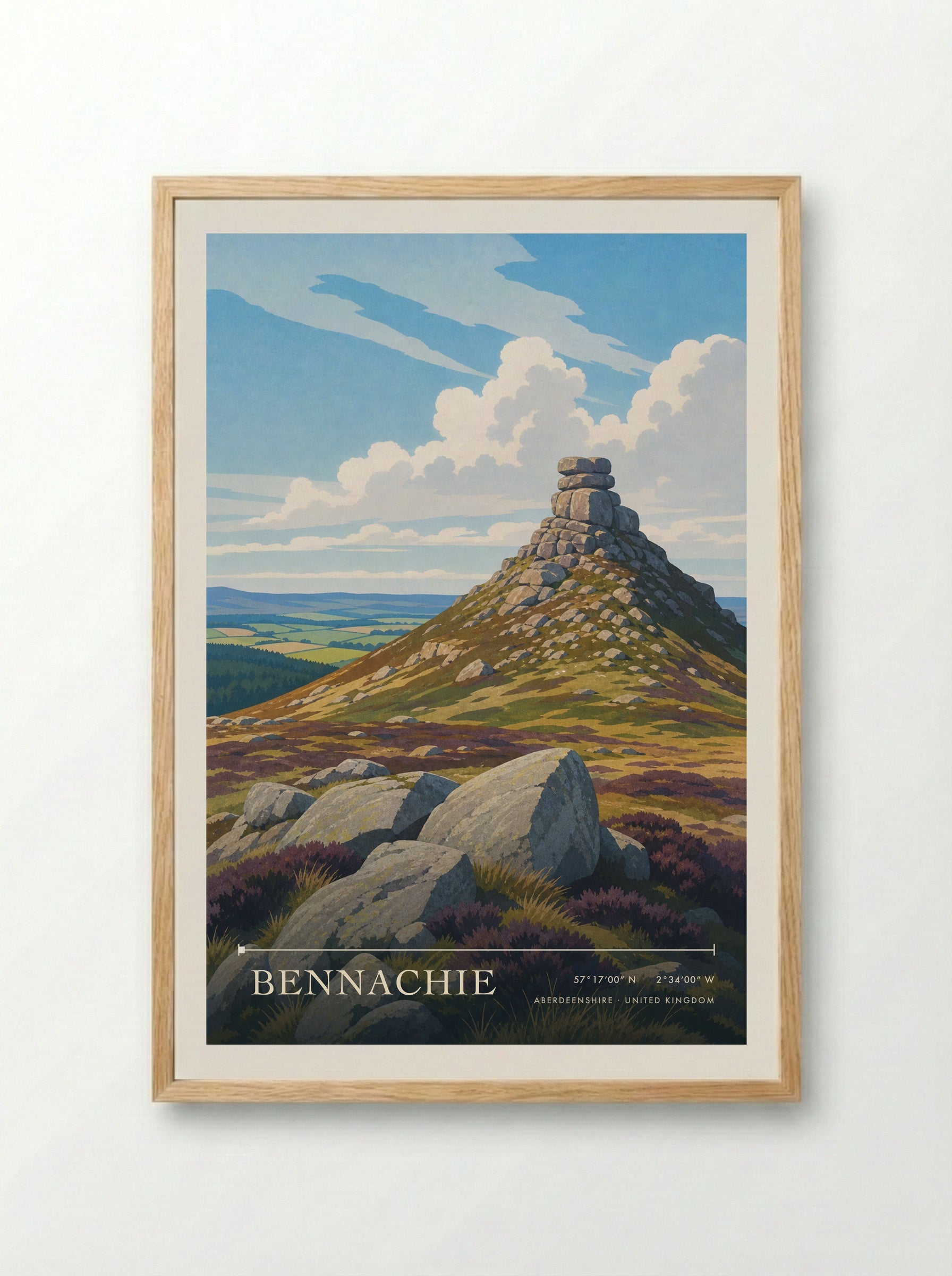 Bennachie Aberdeenshire United Kingdom Travel Poster - Framed Print Wood