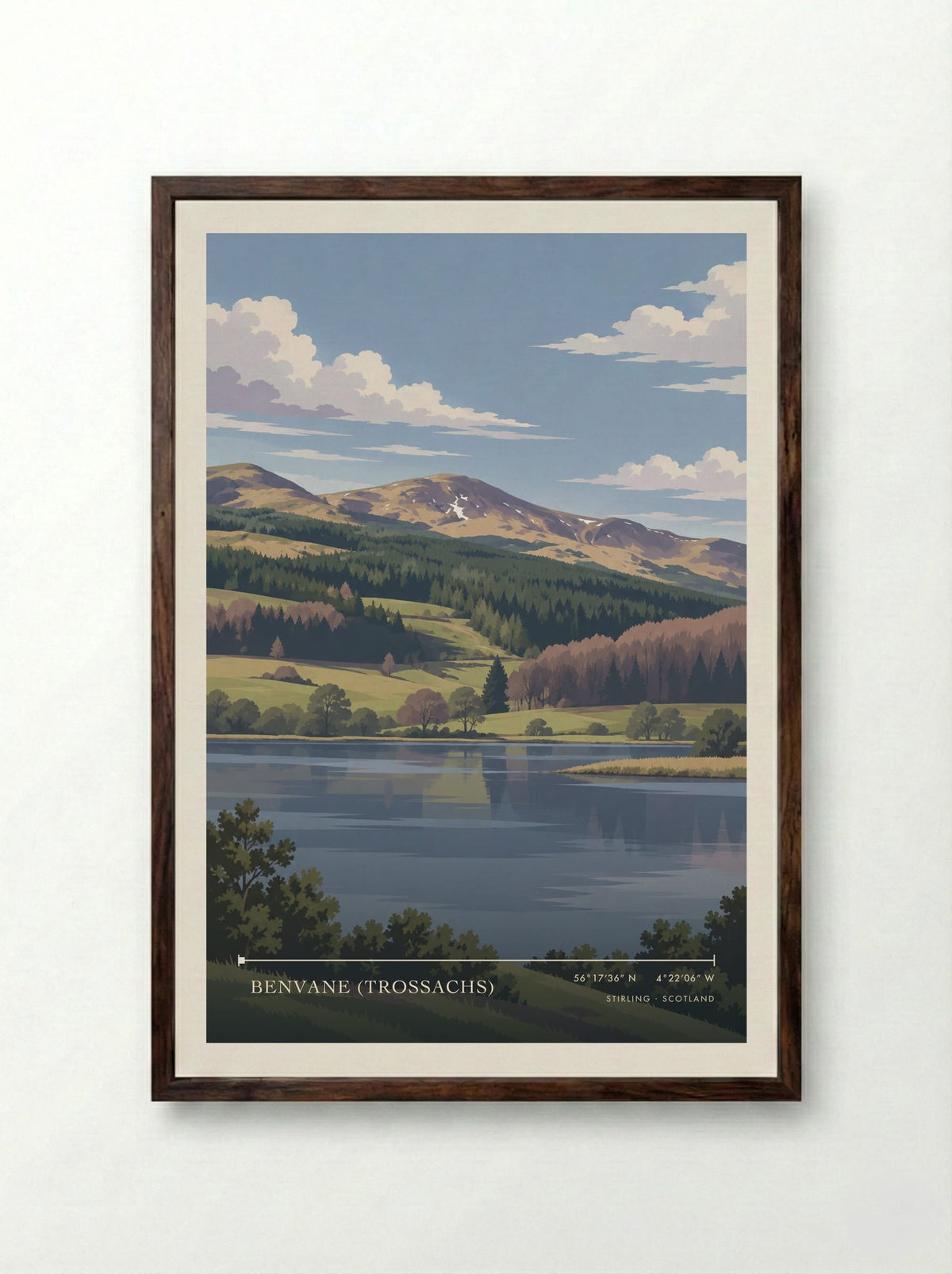 Benvane (Trossachs), Stirling | Travel Poster - Framed Print Dark Wood