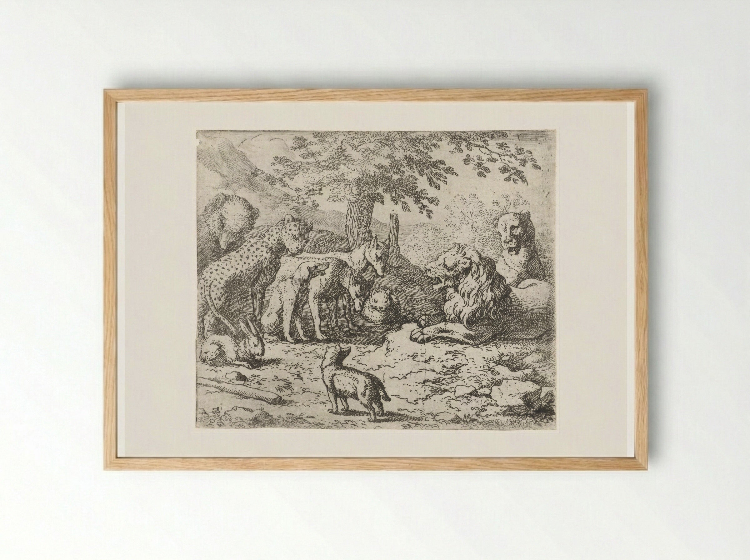 Beraad van koning Nobel - Allaert van Everdingen - Framed Print Wood
