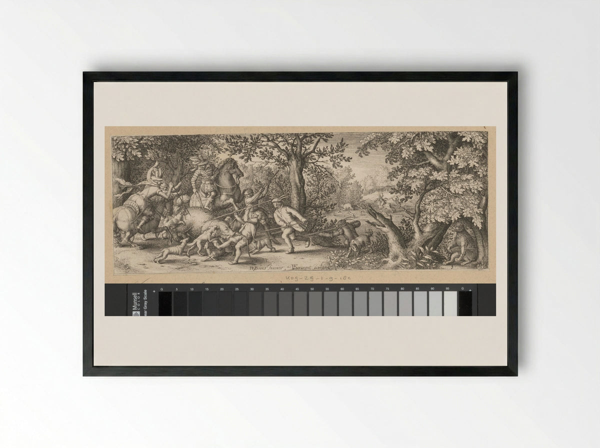 Berenjacht (Bear Hunt) - Claes Jansz. Visscher (II) - Framed Print Black