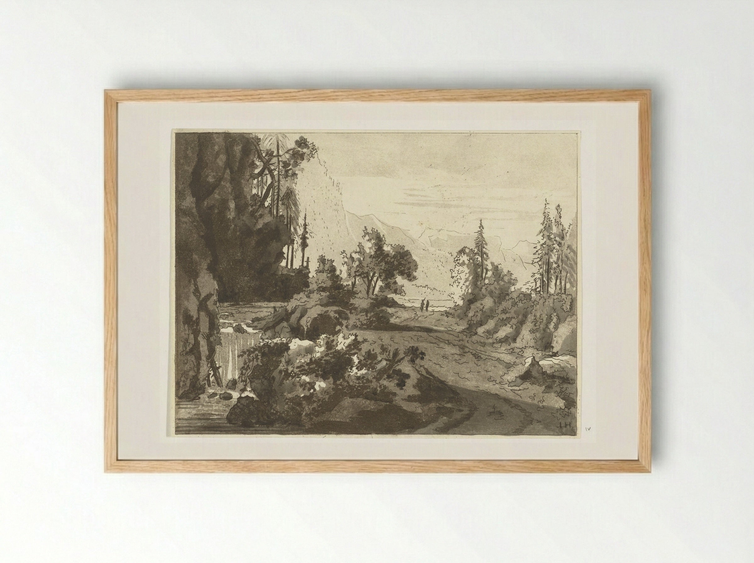 Bergachtig landschap - Anthonie van den Bos - Framed Print Wood