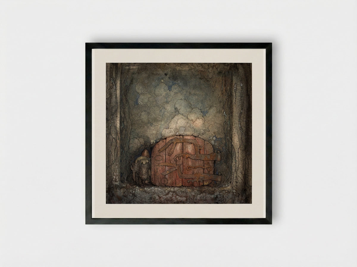 Bergaporten (The Mountain Gate) - John Bauer - Framed Print Black