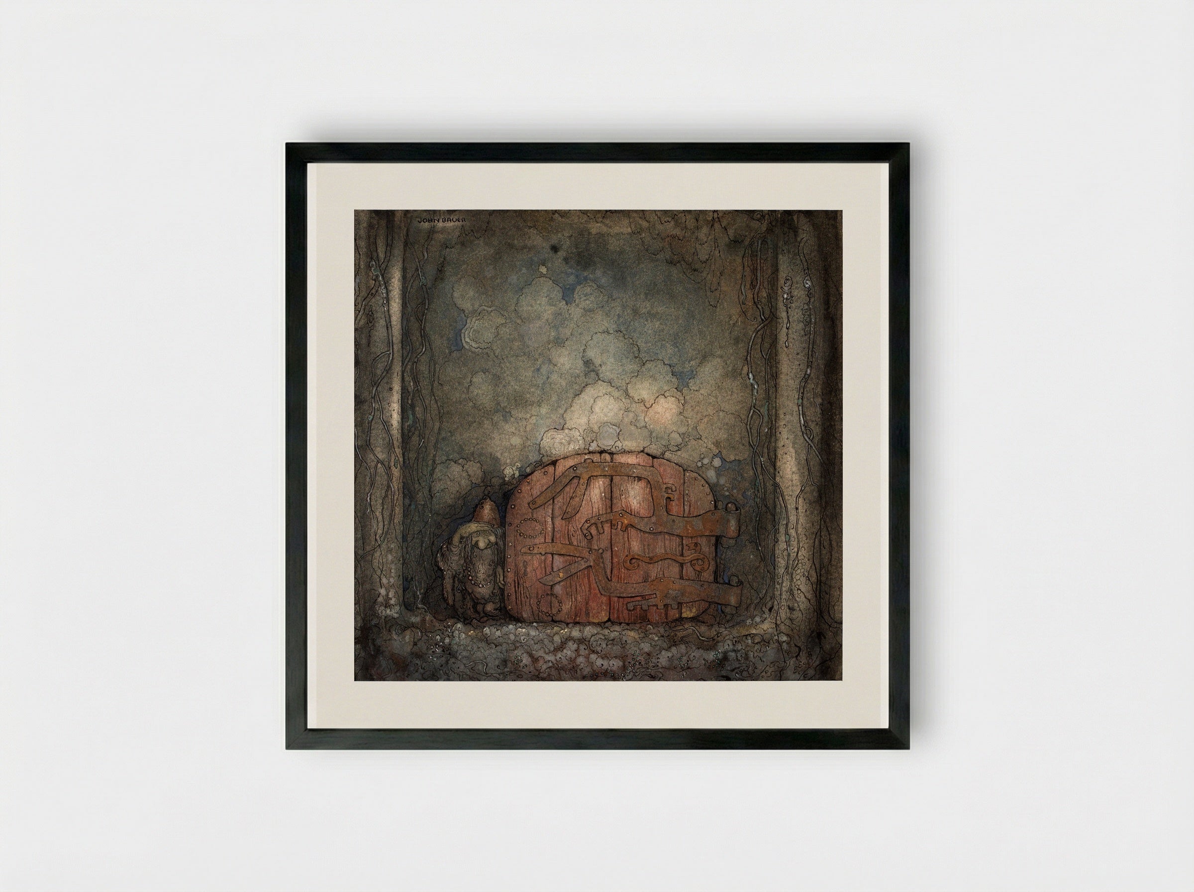 Bergaporten (The Mountain Gate) - John Bauer - Framed Print Black