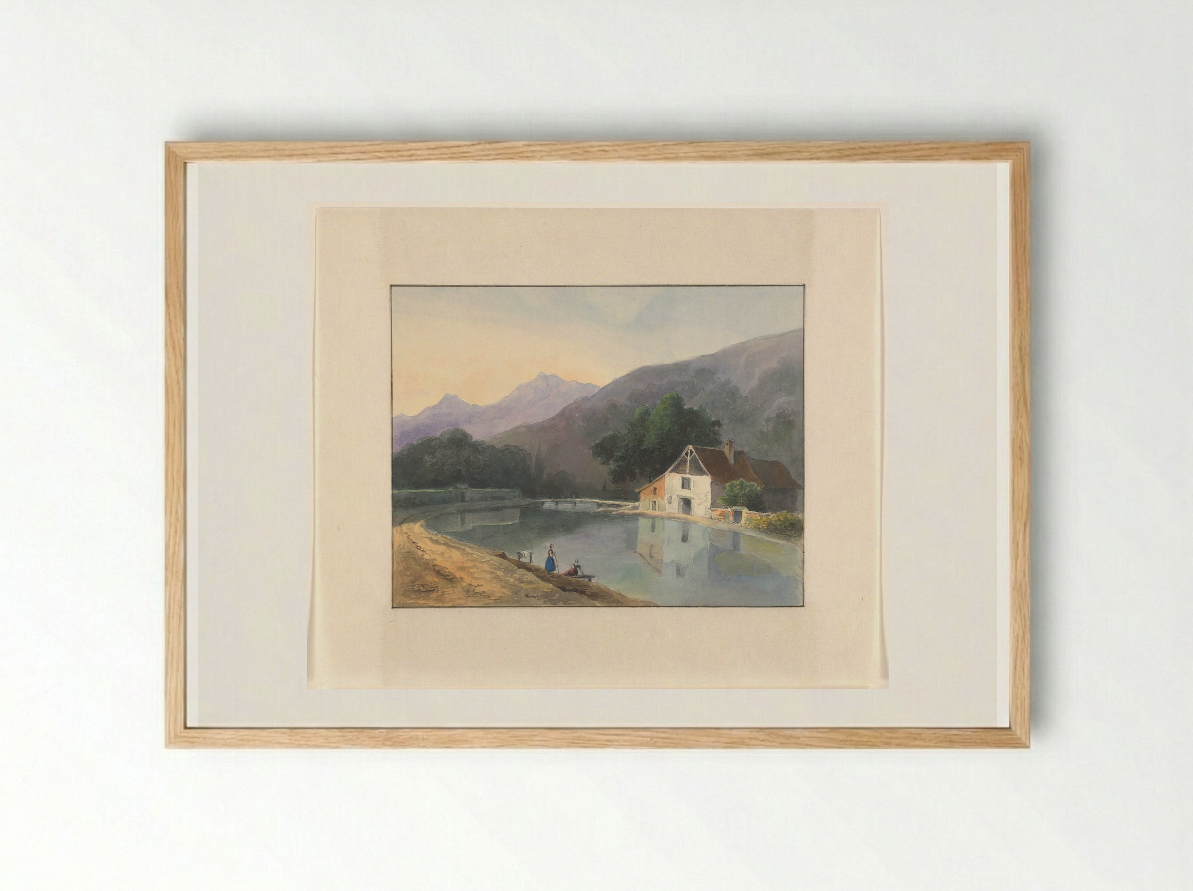 Berglandschap met een huis aan een rivier - Johannes van Reijn - Framed Print Wood