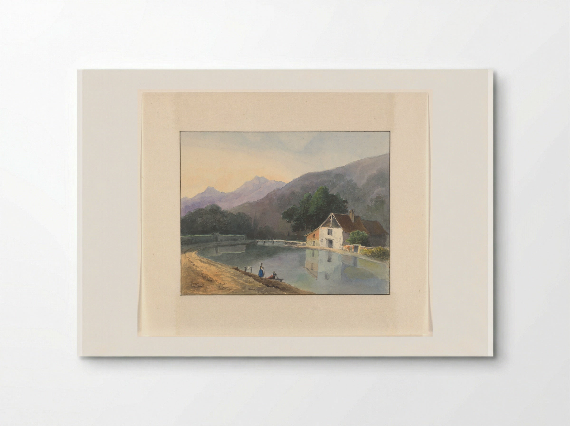 Berglandschap met een huis aan een rivier - Johannes van Reijn - Poster