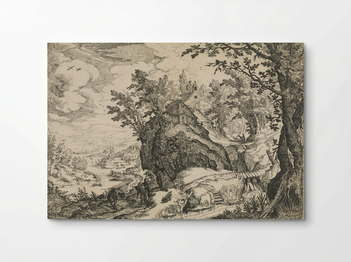 Berglandschap met een kerk - Nicolas Moillon - Poster