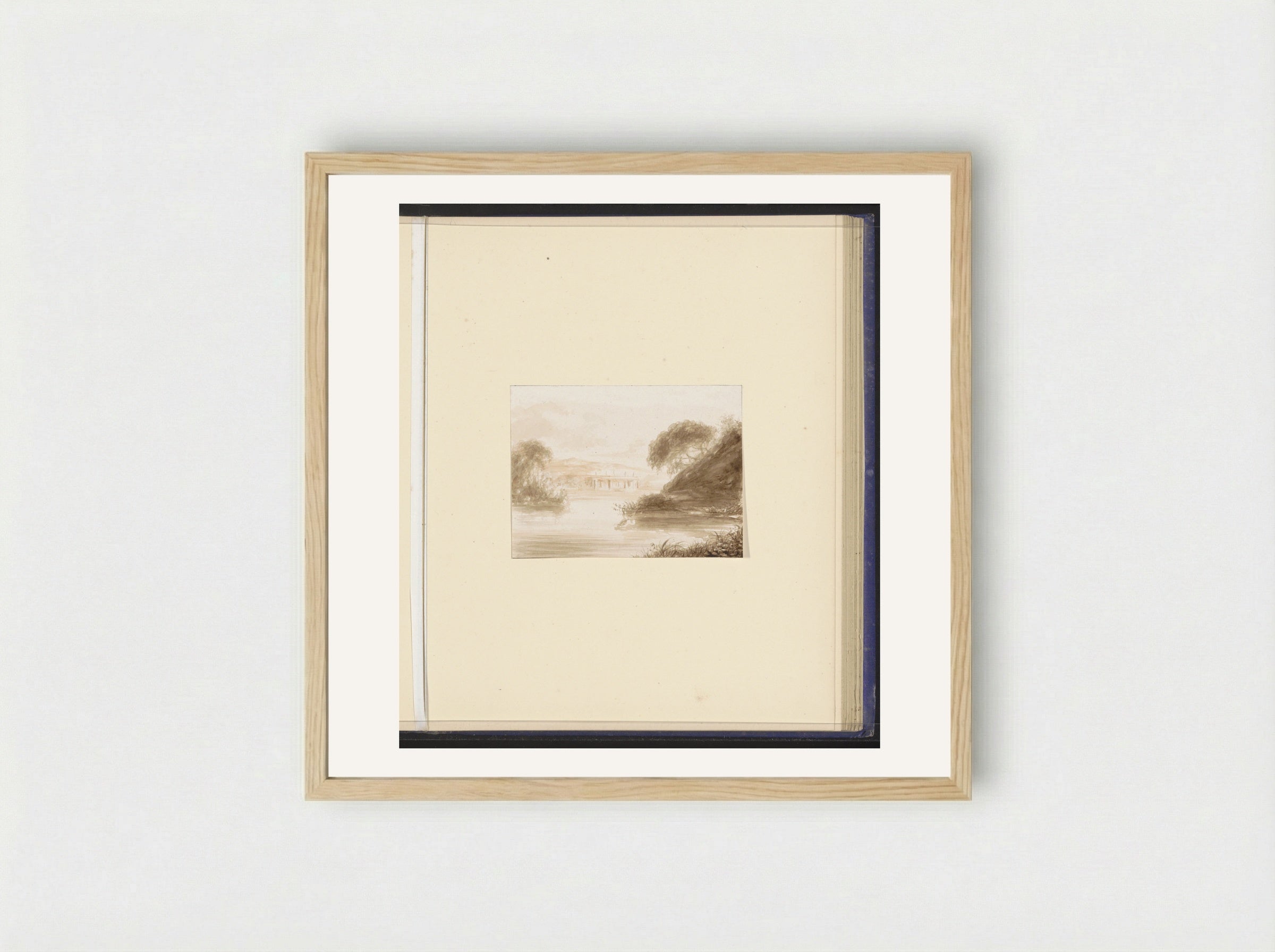 Berglandschap met een rivier en bebouwing - Alexander Ver Huell - Framed Print Wood
