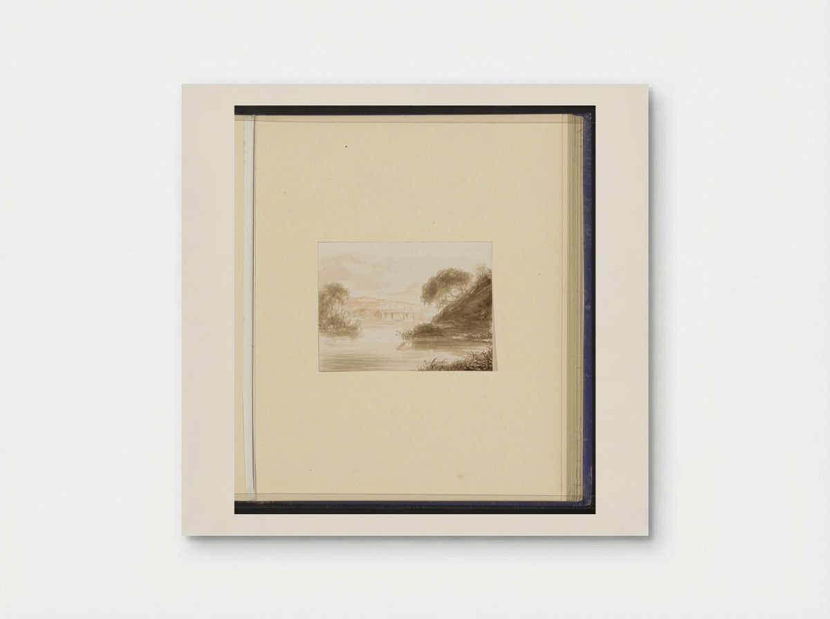 Berglandschap met een rivier en bebouwing - Alexander Ver Huell - Poster
