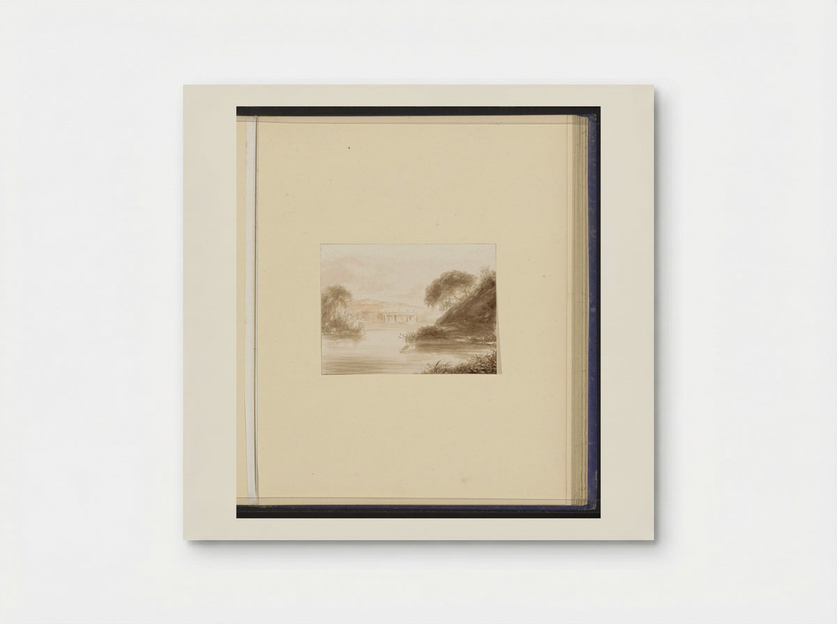 Berglandschap met een rivier en bebouwing - Alexander Ver Huell - Poster