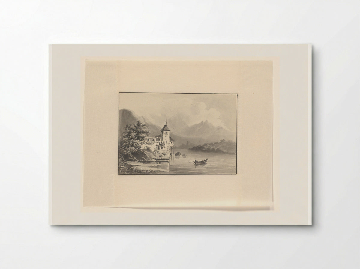 Berglandschap met een ruïne aan het water - Johannes van Reijn - Poster