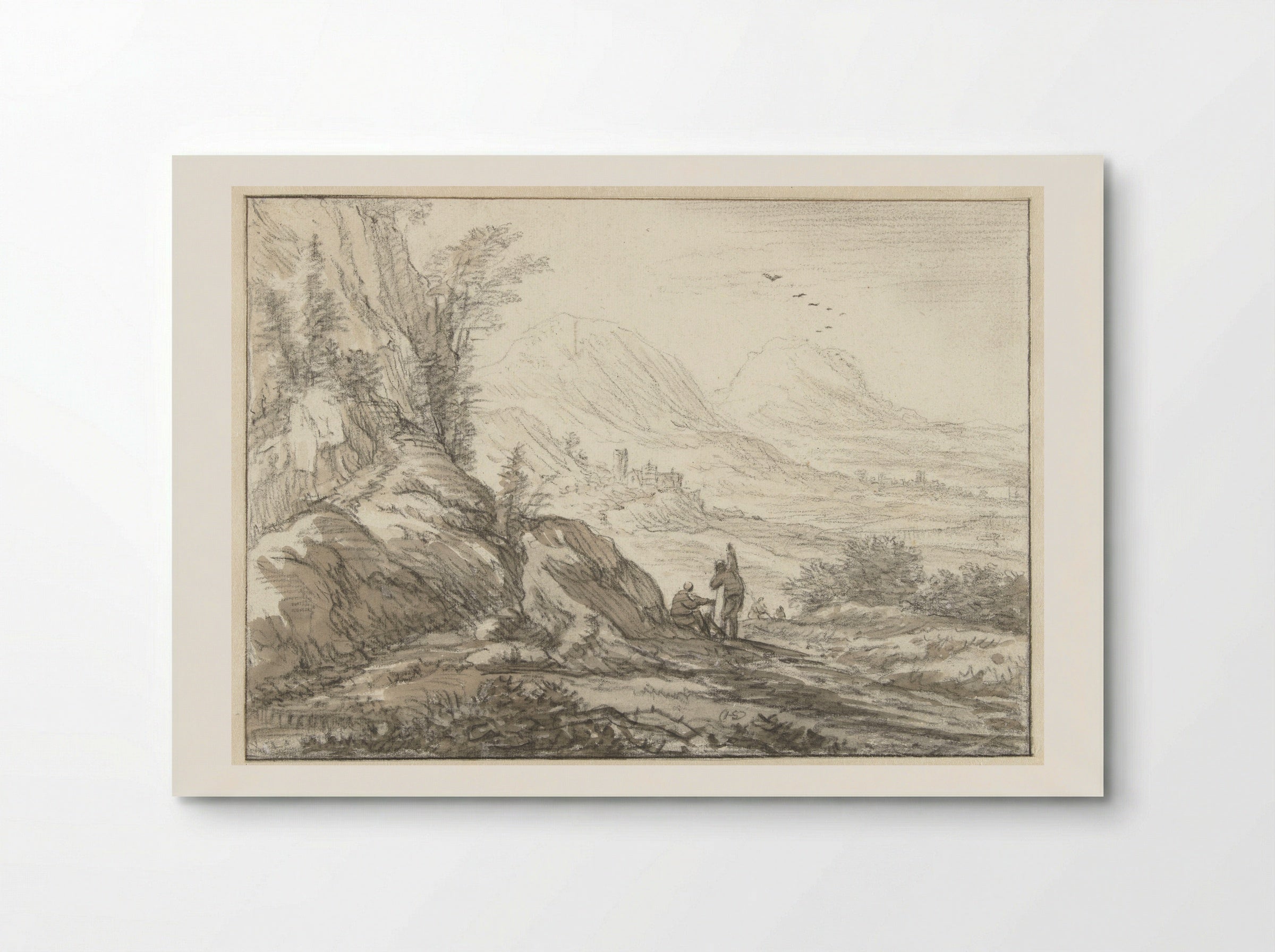 Berglandschap met gezicht op een dal - Herman Saftleven - Poster