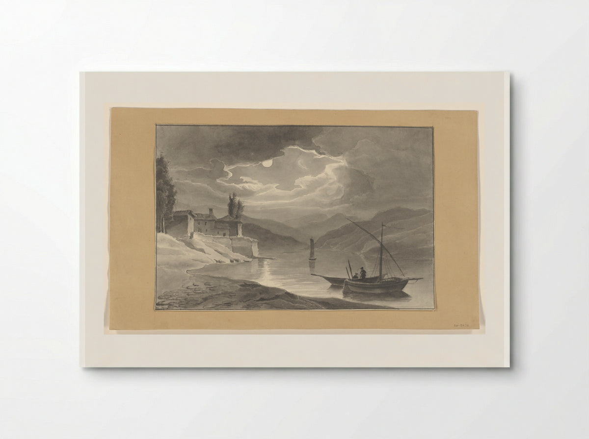 Berglandschap met meer bij nacht - Johannes van Reijn - Poster
