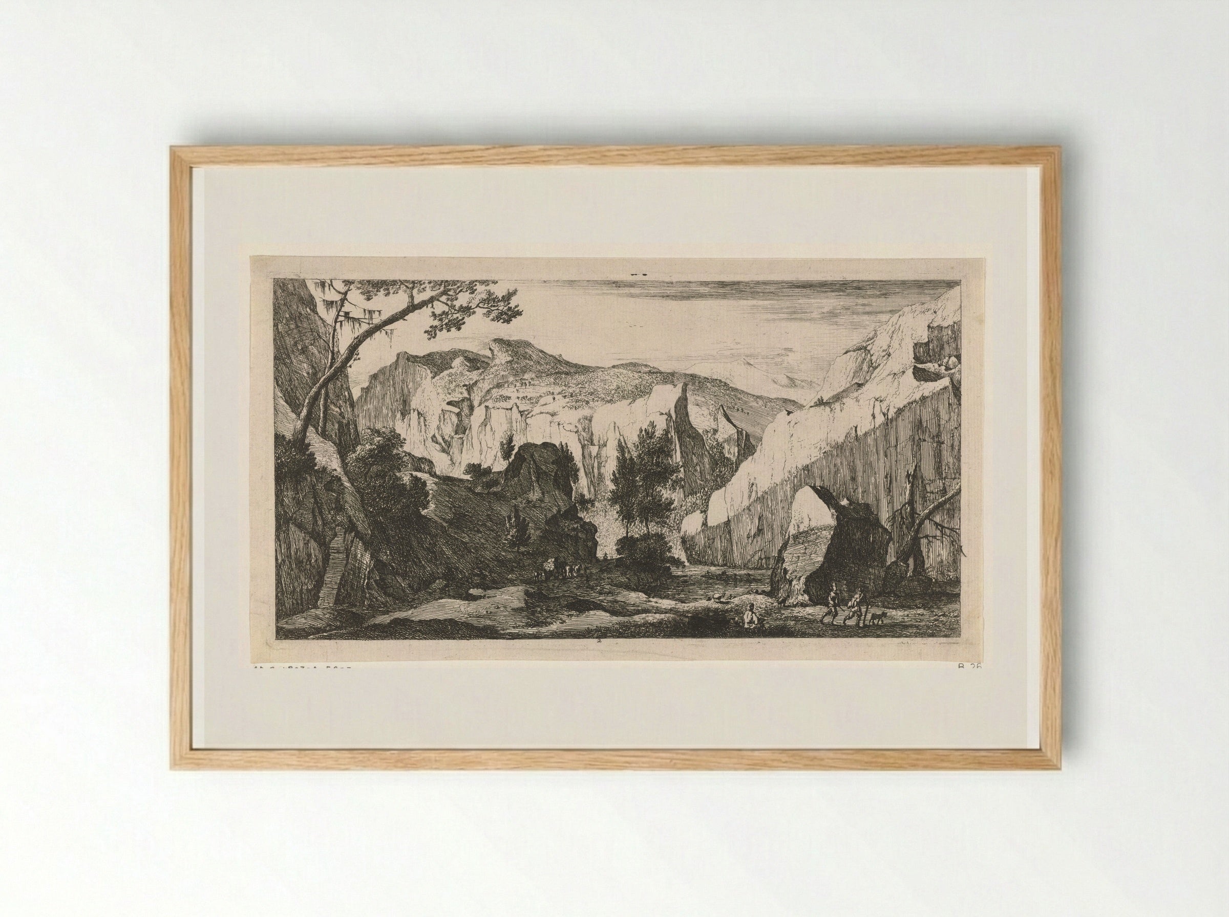 Berglandschap met rotsen - Roelant Roghman - Framed Print Wood