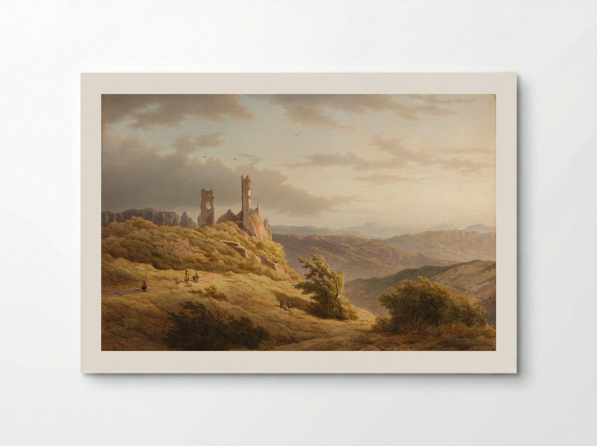 Berglandschap met ruïne - Louwrens Hanedoes - Poster