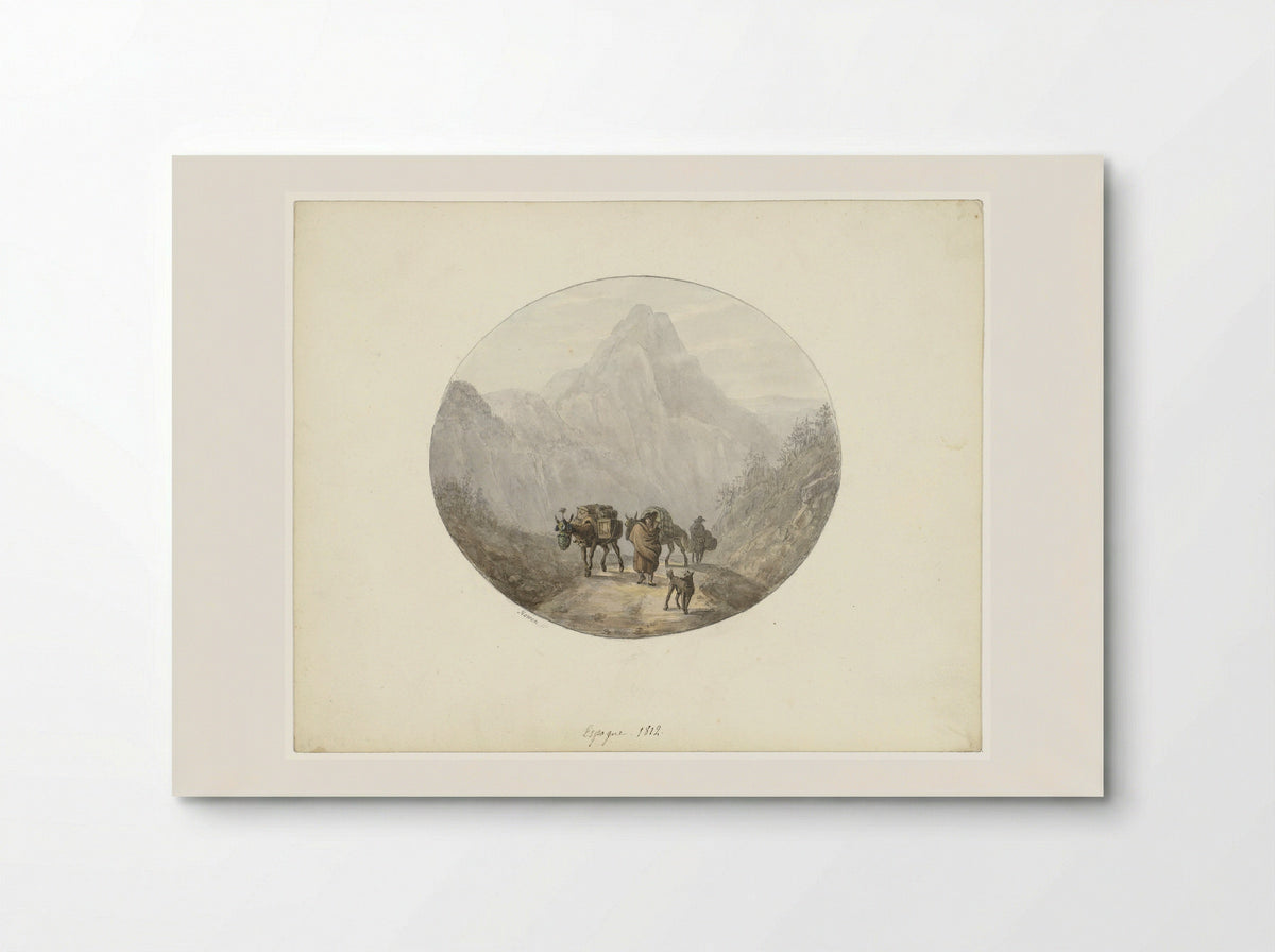 Berglandschap te Spanje, met pakezels - Otto Baron Howen - Poster