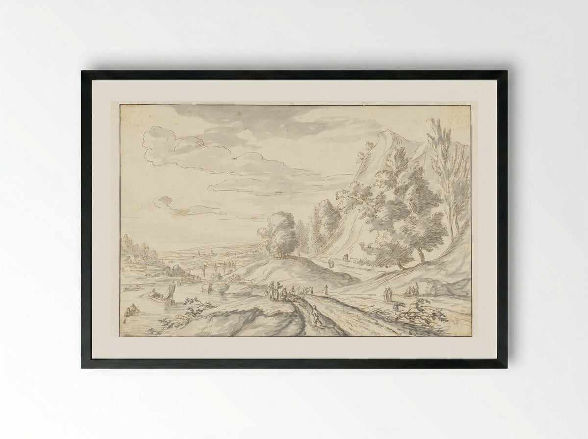 Berglandschap - Louis Chalon - Framed Print Black