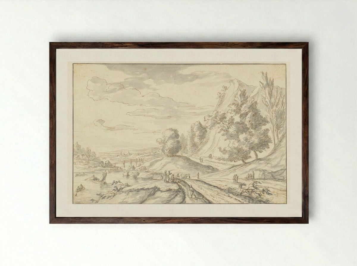 Berglandschap - Louis Chalon - Framed Print Dark Wood